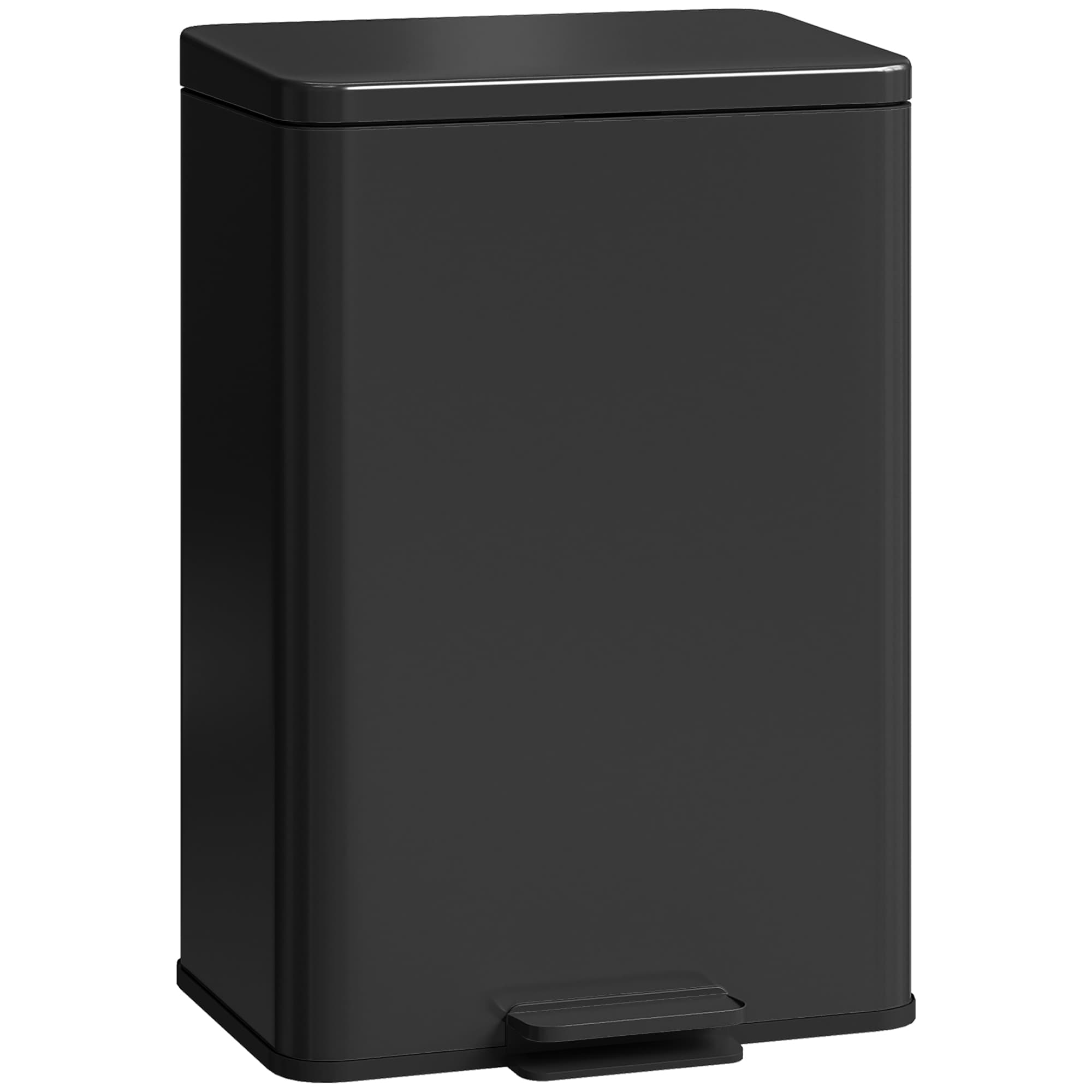 HOMCOM Poubelle 20 L à pédale avec couvercle à fermeture douce, pédale, seau intérieur amovible noir mat, 34,2 x 30,6 x 44,2 cm