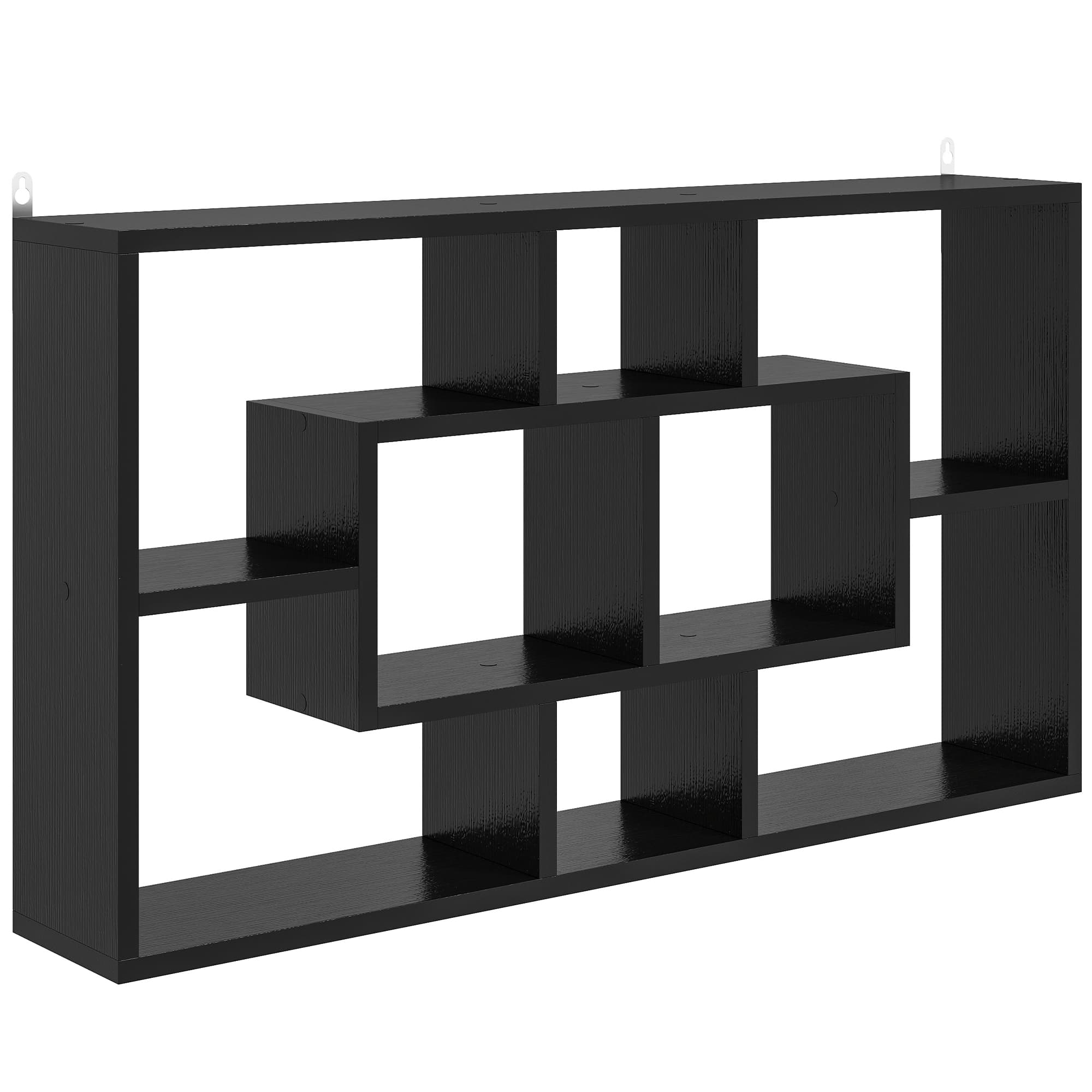 HOMCOM Étagère murale bibliothèque 8 cubes, meuble de rangement, design moderne, 85 x 14,5 x 47,5 cm, noir