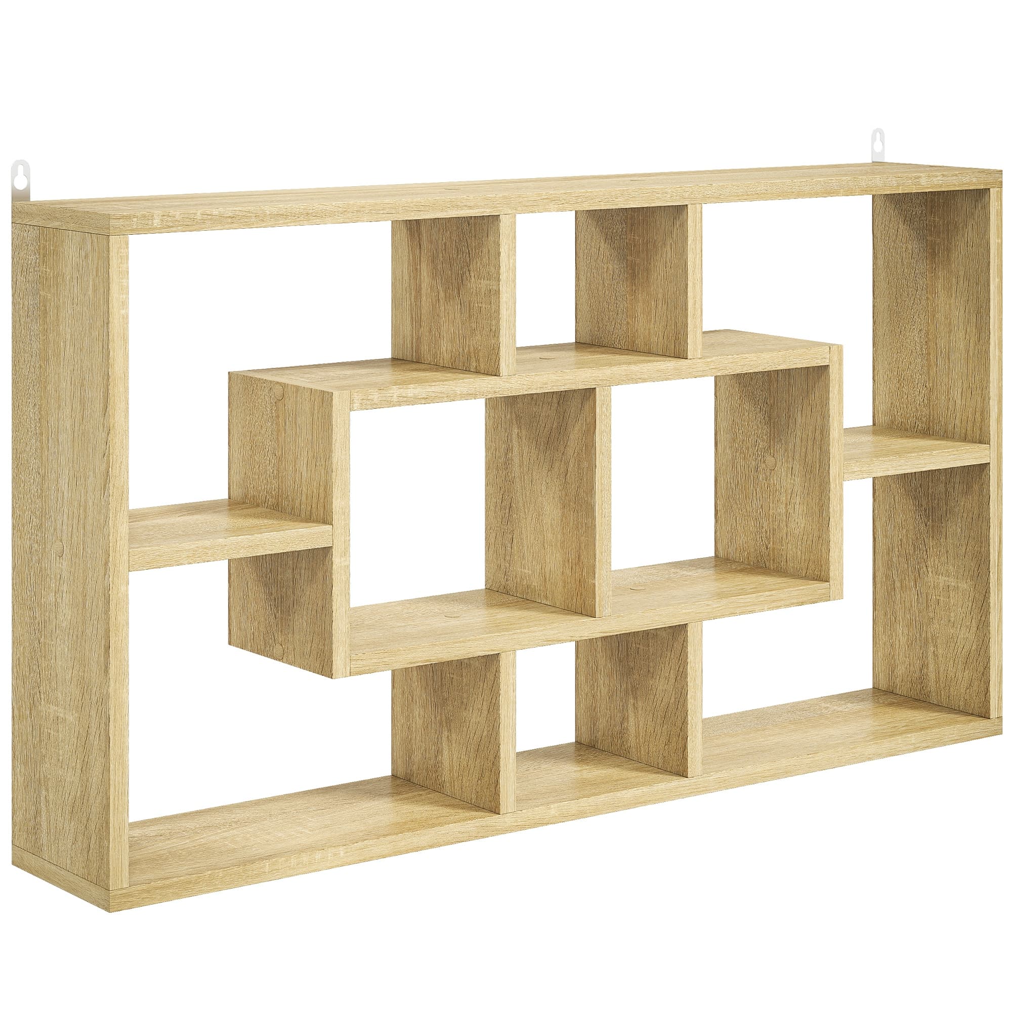 HOMCOM Étagère murale bibliothèque 8 cubes, meuble de rangement, design moderne, 85 x 14,5 x 47,5 cm, chêne