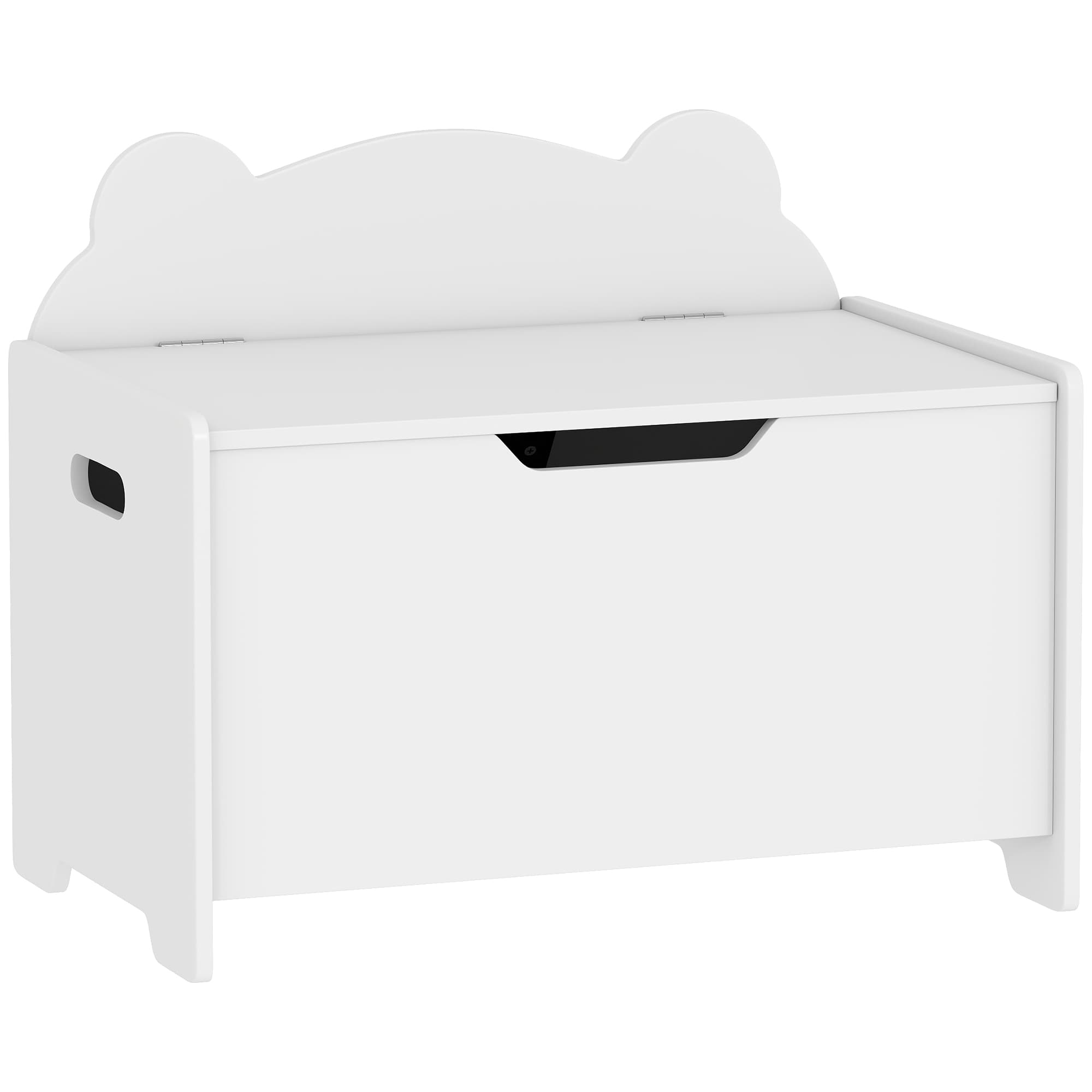 AIYAPLAY Coffre à jouet enfant avec couvercle rabattable, coffre de rangement enfant, forme d'ours, 60 x 38 x 48 cm, blanc