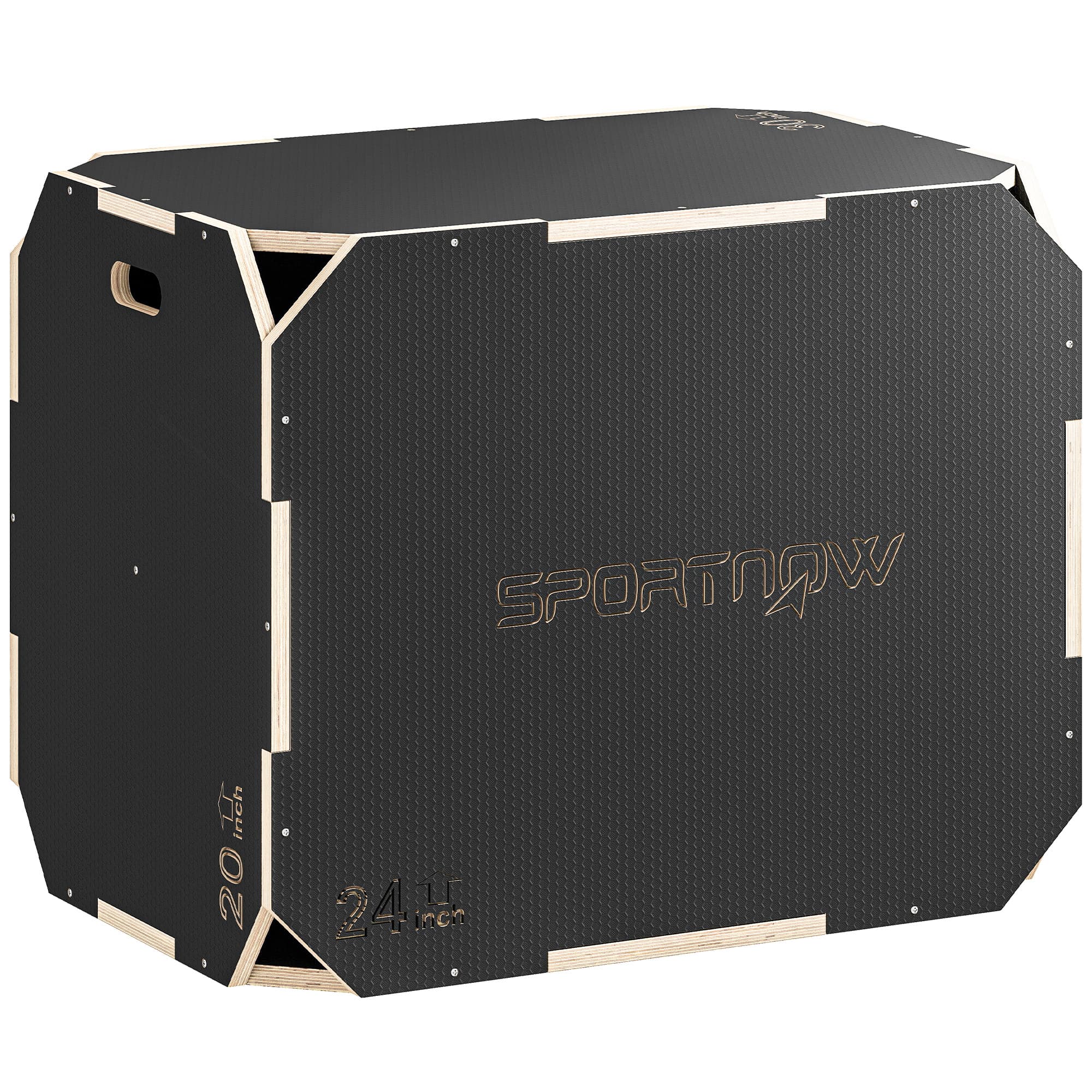 SPORTNOW Boîte Plométrique 3 en 1 en Bois pour Entraînement au Saut, Antidérapant et sans Coins, 76x61x51cm, Noir