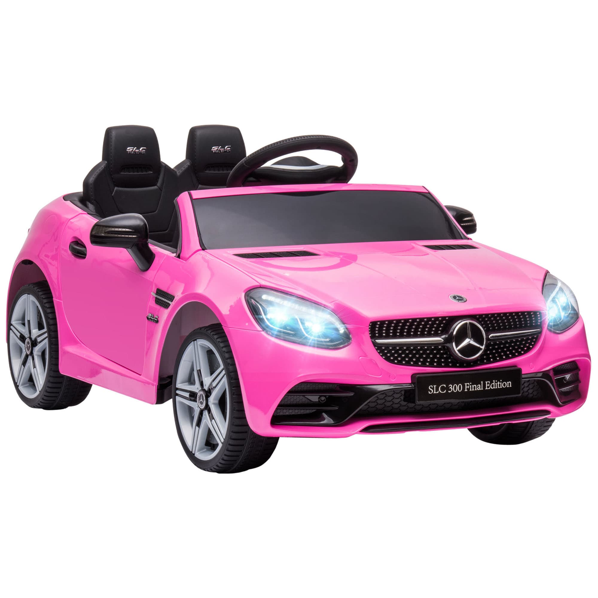 AIYAPLAY Voiture électrique enfants licence Mercedes SLC 300 12V V. Max. 5 Km/h effets sonores lumineux télécommande rose