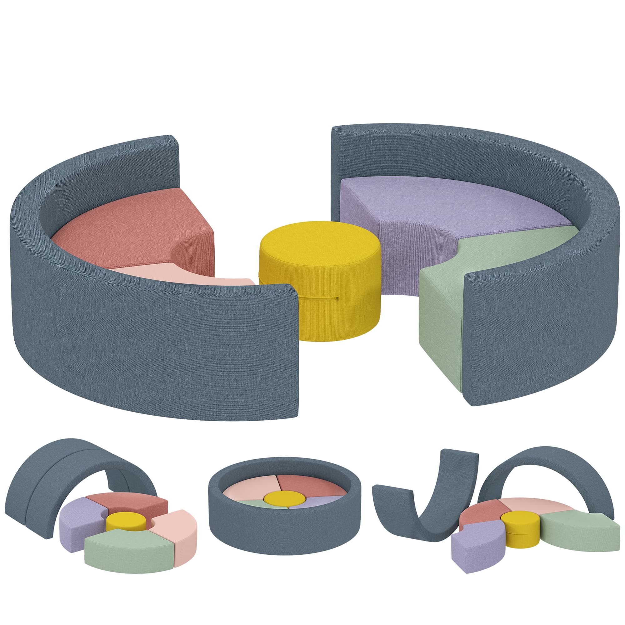 AIYAPLAY Parcours motricité bébé module motricité bébé 7 pièces avec housse lavable 107 x 107 x 30 cm multicolore