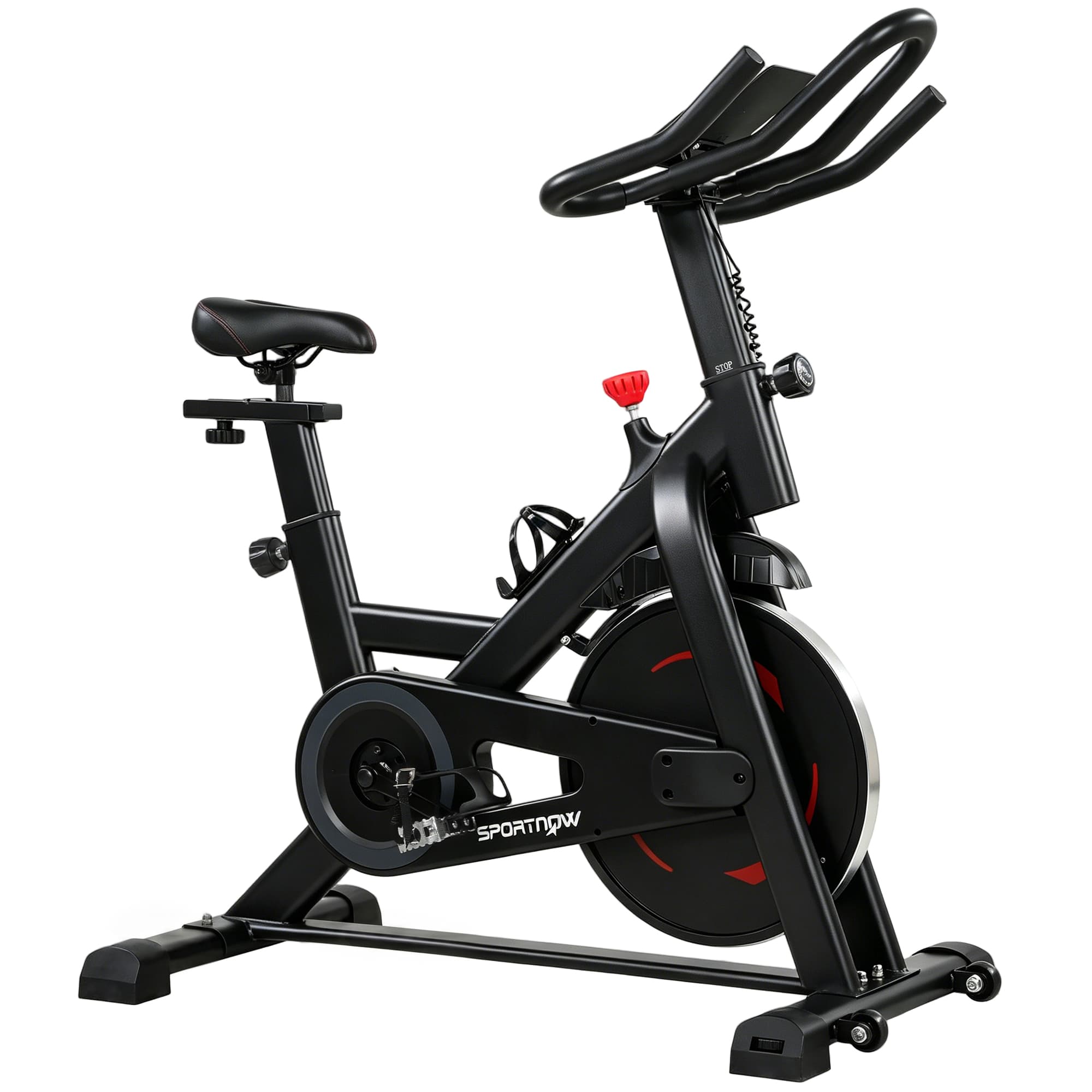 SPORTNOW Vélo d'Appartement Silencieux avec Résistance Réglable, APP Connectez via Bluetooth, Écran LCD, 111,5x52,5x114,5cm, Noir