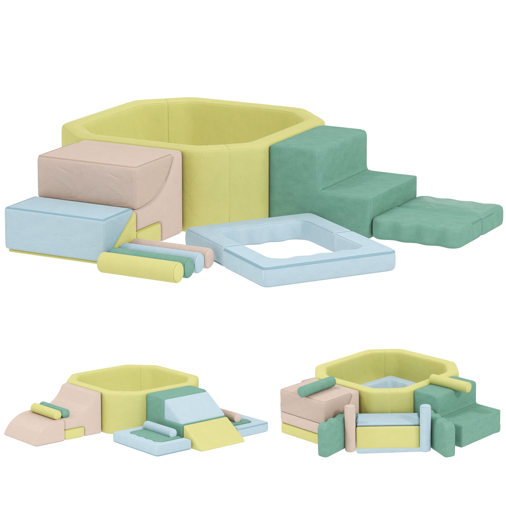 AIYAPLAY Parcours motricité bébé module motricité bébé avec piscine à balles housse lavable 160 x 137,5 x 30 cm multicolore