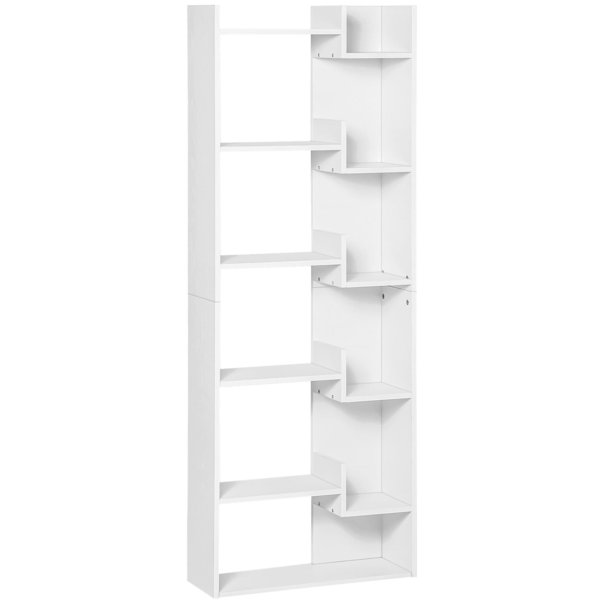 HOMCOM Bibliothèque, étagère de rangement à 6 niveaux, design irrégulier, pour salon, chambre, bureau, 60x21x162,5cm, blanc
