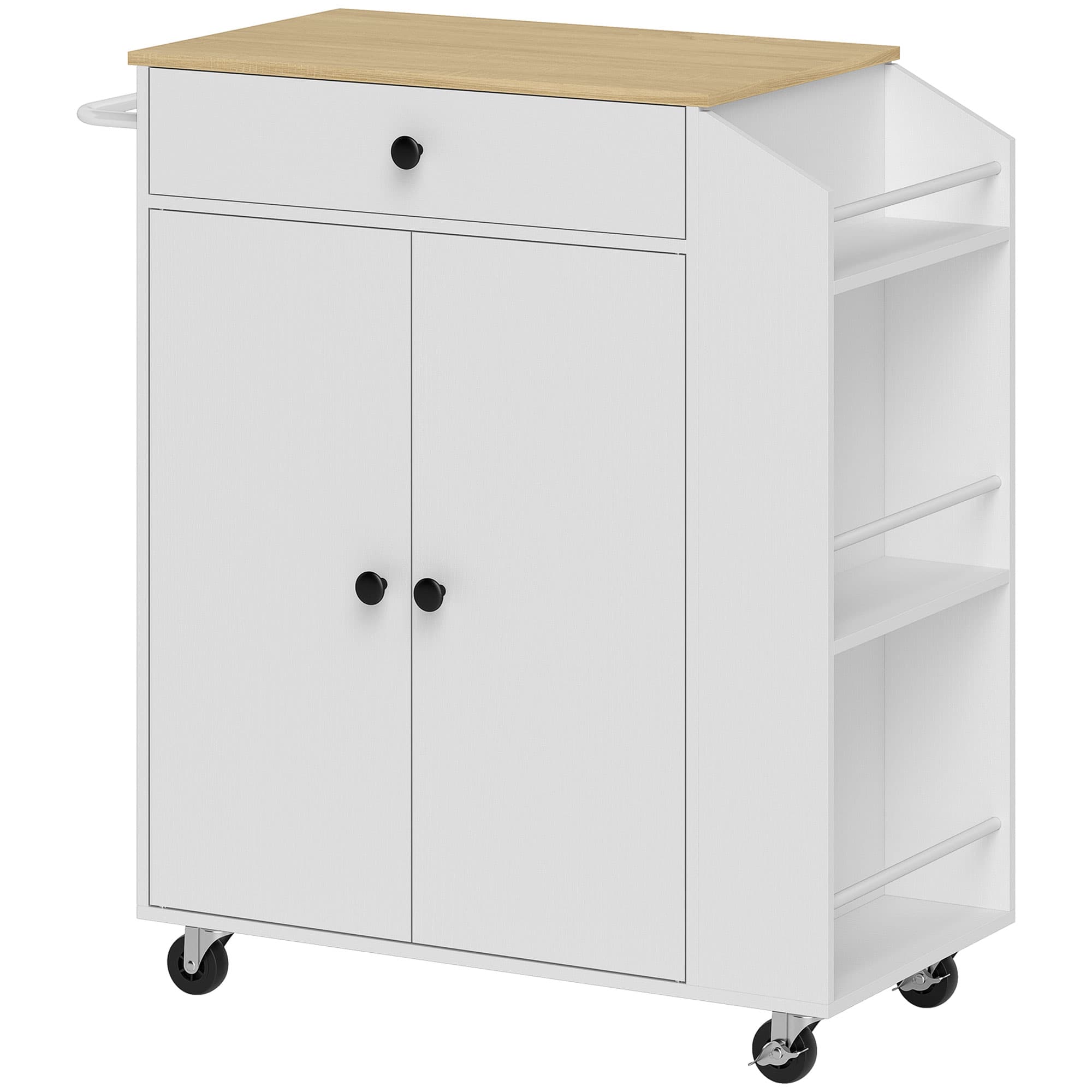 HOMCOM Îlot central cuisine mobile desserte cuisine avec tiroir étagère réglable placard à deux portes 82 x 38 x 86,5 cm blanc