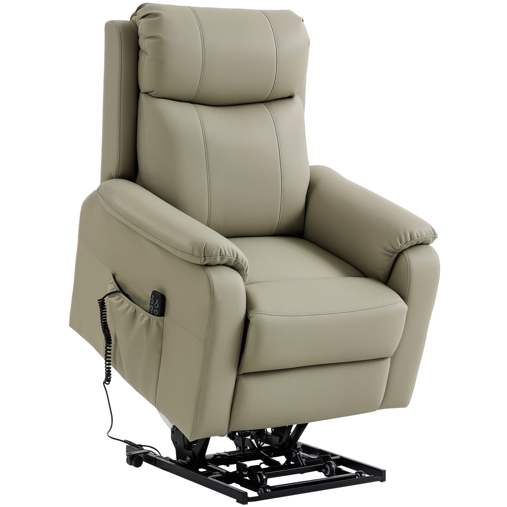 HOMCOM Fauteuil releveur électrique, fauteuil relax électrique, double moteur, dossier inclinable, 87x96x105cm, crème