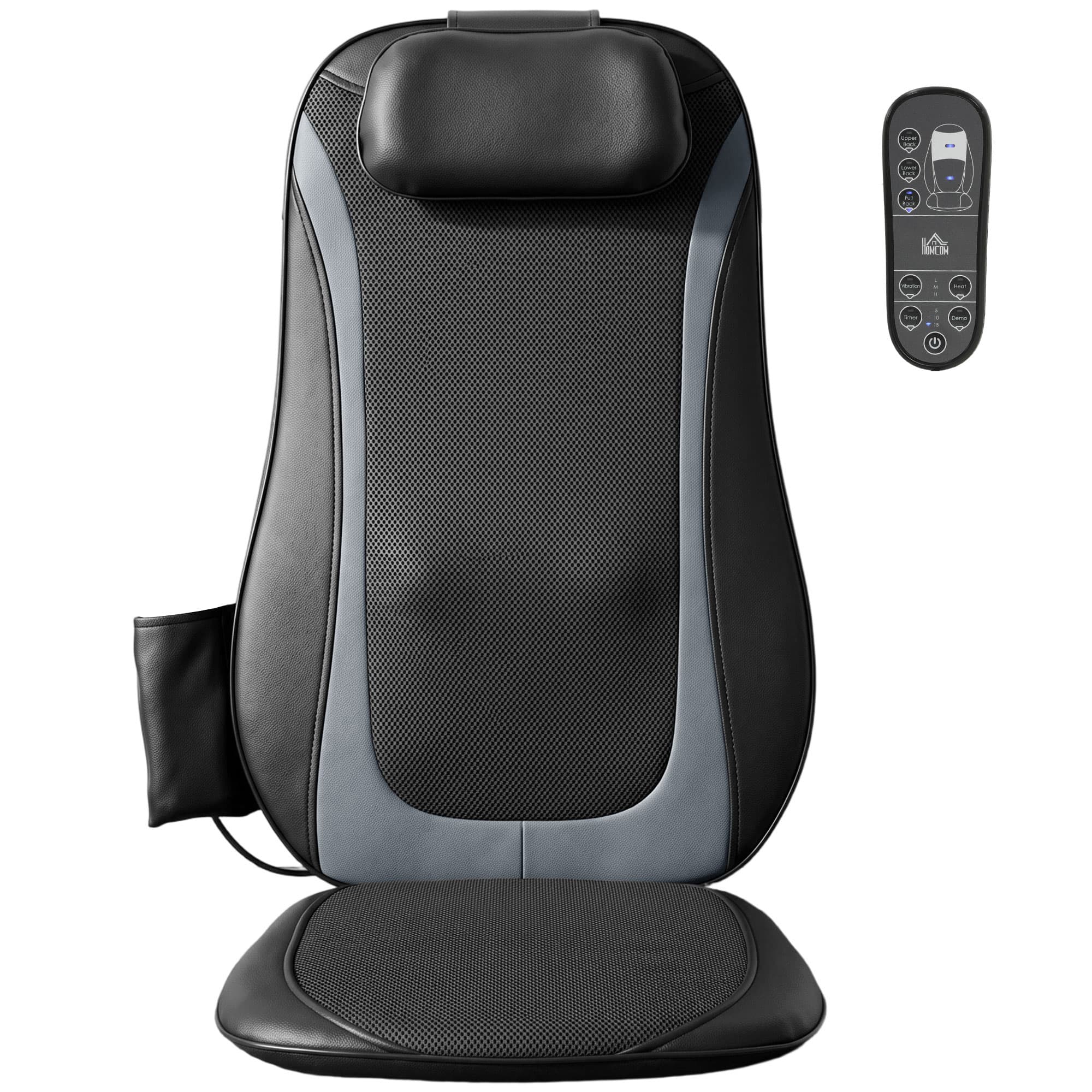 HOMCOM Masseur Dorsal Chauffant, Fauteuil de Massage Tissulaire Profond Vibration 3 Niveaux, Coussin de Massage