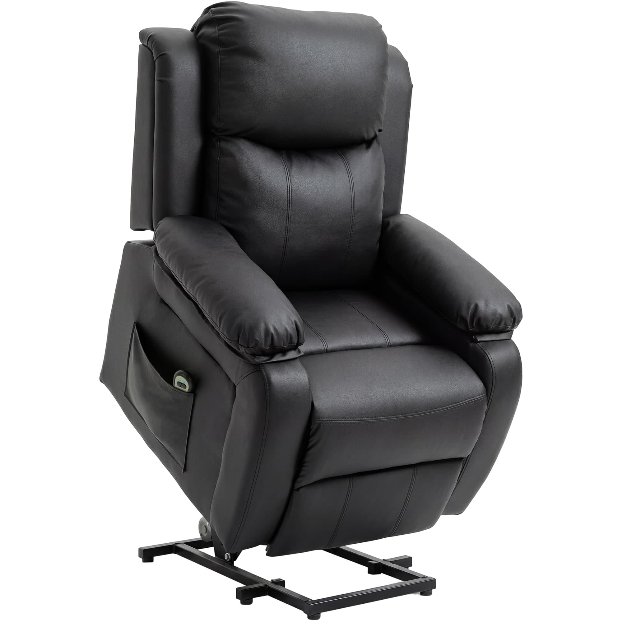 HOMCOM Fauteuil releveur électrique fauteuil relax électrique avec repose-pied télécommande et 2 pochettes 76x90x105cm noir