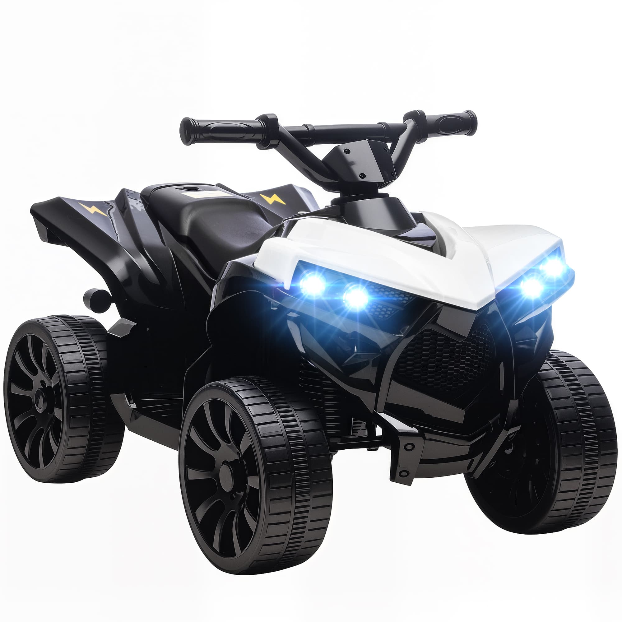 AIYAPLAY Quad électrique enfant 6V, voiture électrique enfants ATV, musique et phares LED, pour 3 à 8 ans, 70 x 42 x 45 cm, blanc