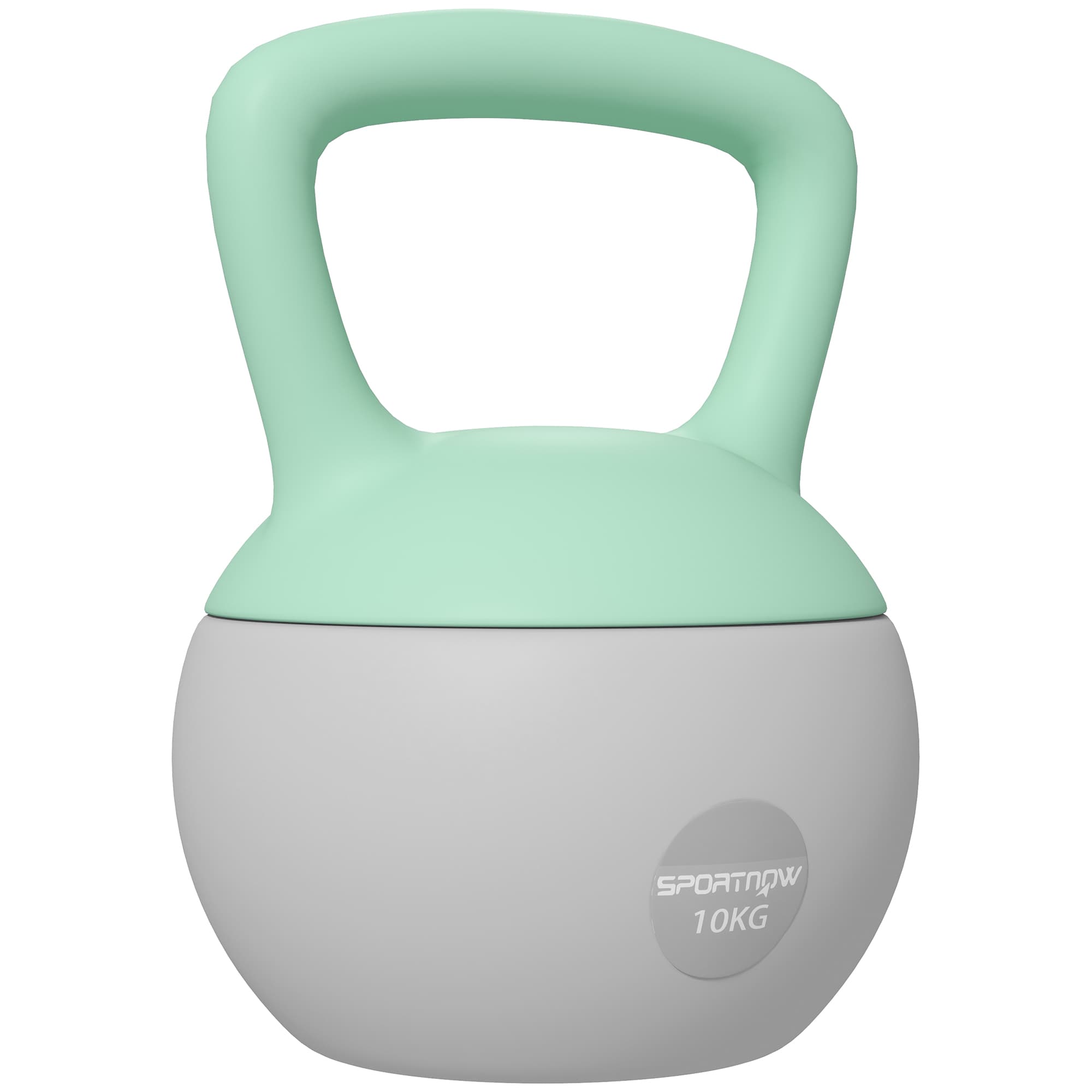SPORTNOW Kettlebell 10kg Haltère avec Poignée Antidérapante pour Fitness Musculation Cardio, Gris et Vert