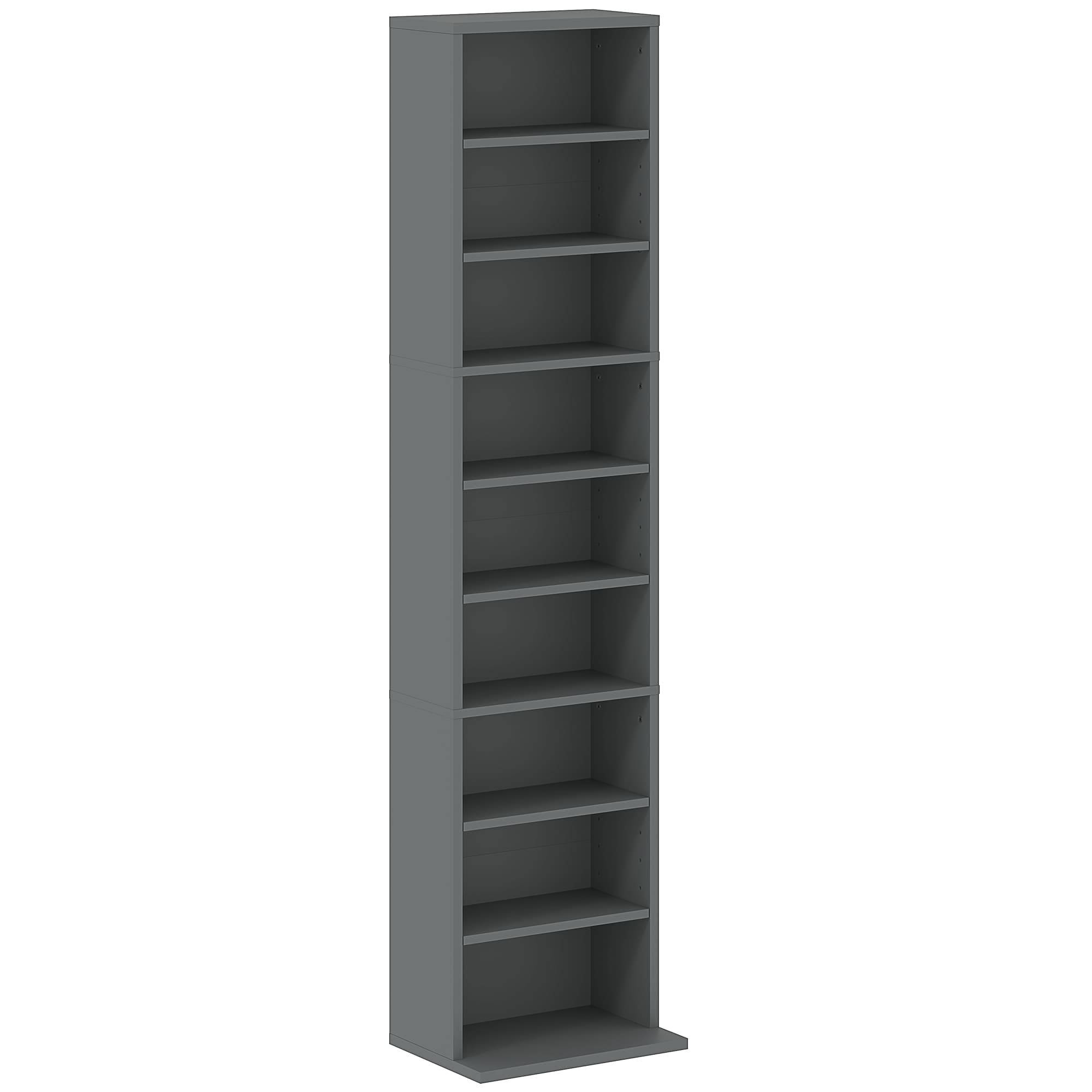 HOMCOM Rangements pour CD et DVD 9 compartiments et 6 étagères réglables capacité max. 260 CD/120 DVD 33 x 24 x 140 cm gris