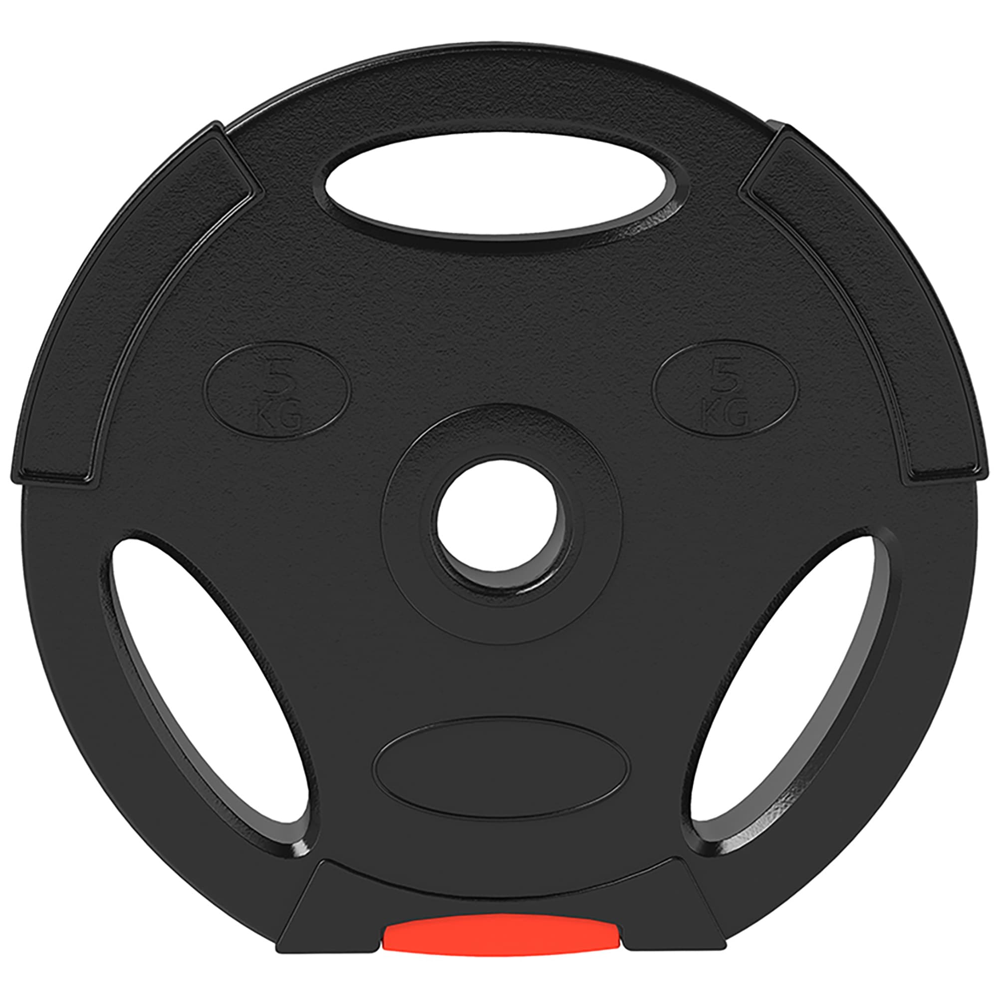 SPORTNOW Disques de poids, plaques de poids 2 x 5 kg et 2 x 2,5 kg, à trois poignées avec trous de Ø 25 mm, noir
