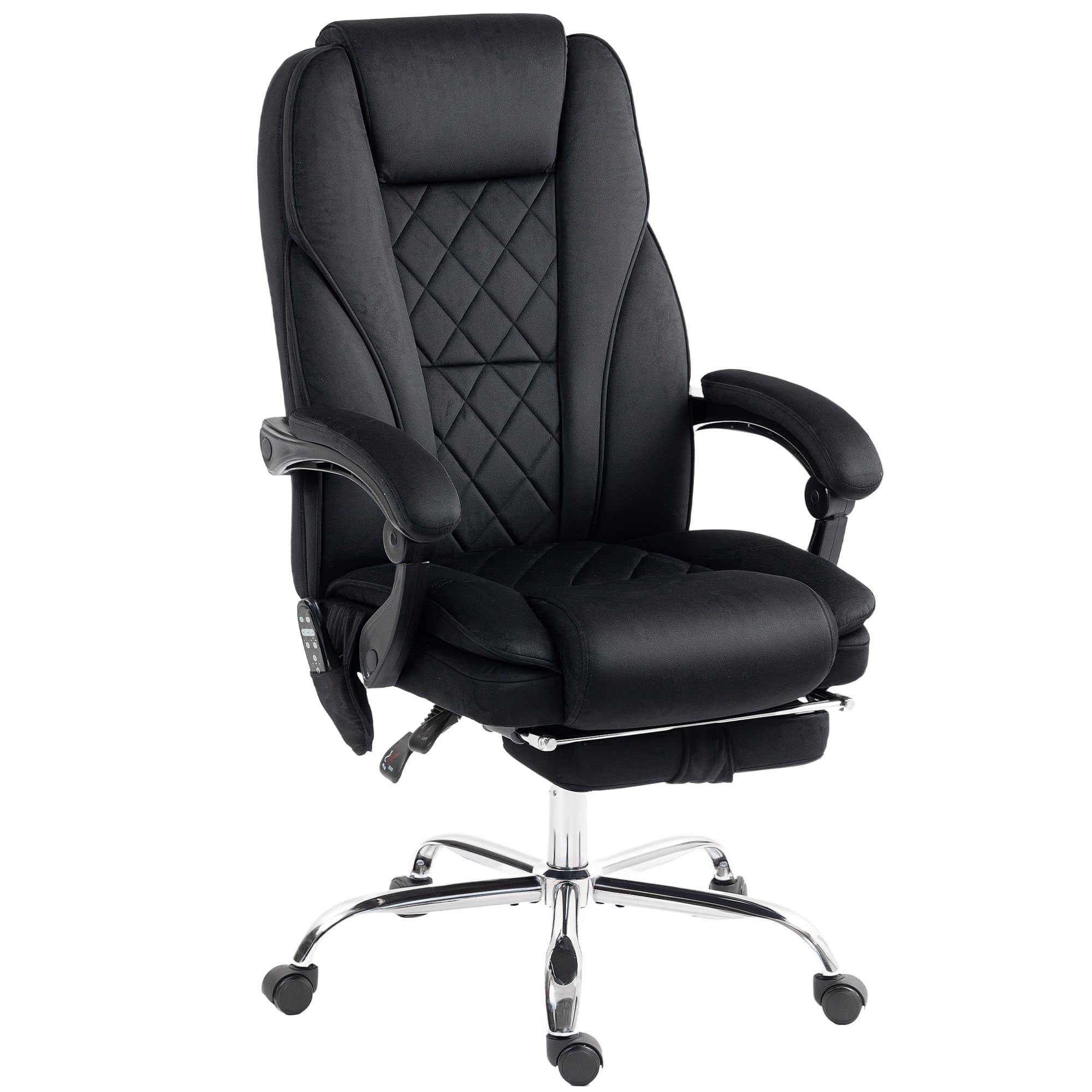 Vinsetto Fauteuil de bureau massant et chauffant hauteur réglable dossier inclinable télécommande repose-pieds rétractable noir
