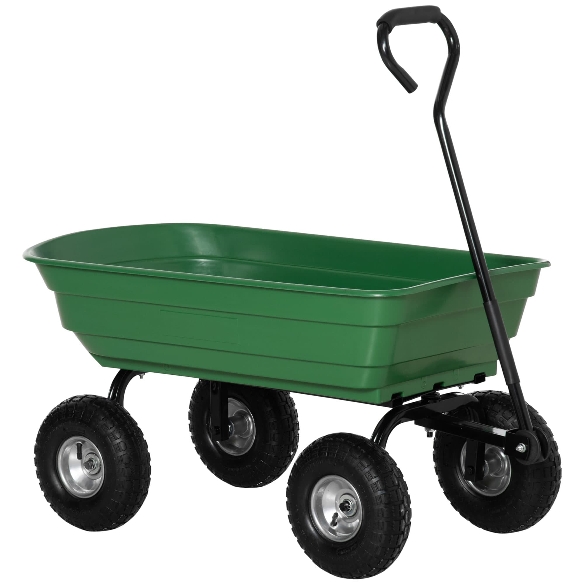 Outsunny Chariot de Jardin 100L Charge 250 kg, 4 Roues pneumatiques Remorque à Main pour Extérieur 108 x 52 x 100 cm Acier vert