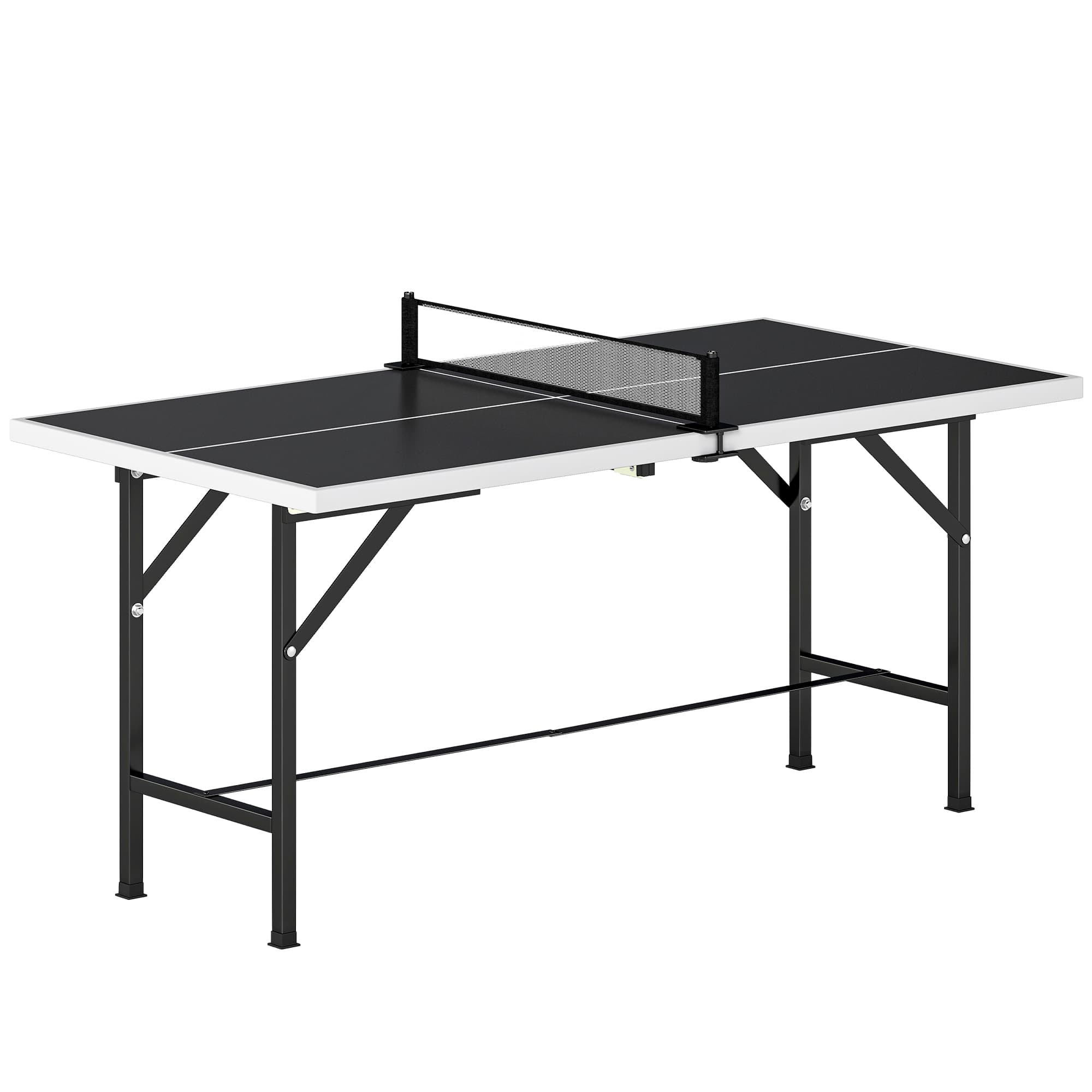 SPORTNOW Mini Table de Ping-Pong Pliable Extérieur Intérieur avec 2 Raquettes en Bois Massif 3 Balles et Filet 152x76x70cm Noir