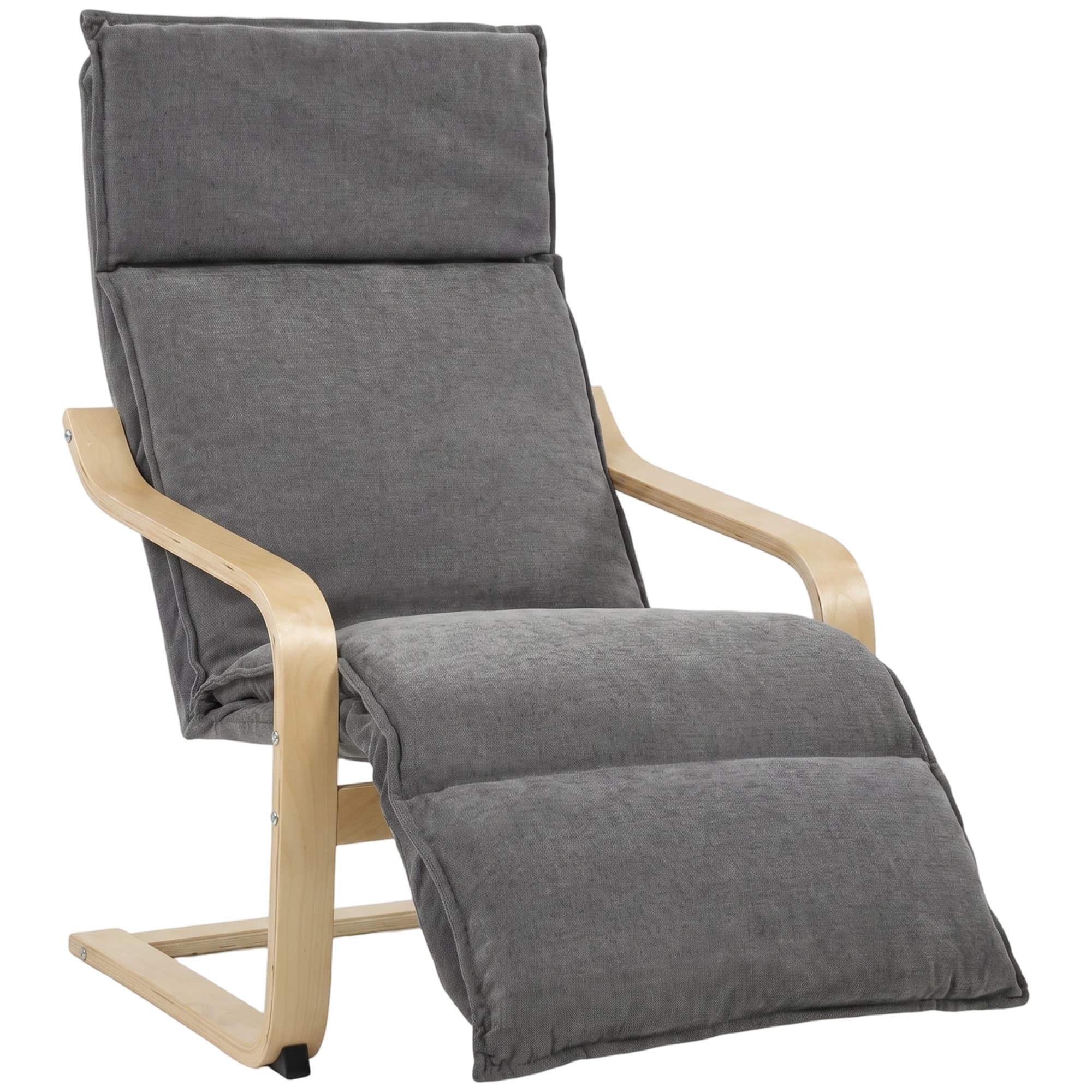 HOMCOM Fauteuil Salon en Lin avec Repose-pieds, Dossier Haut, Gris Foncé