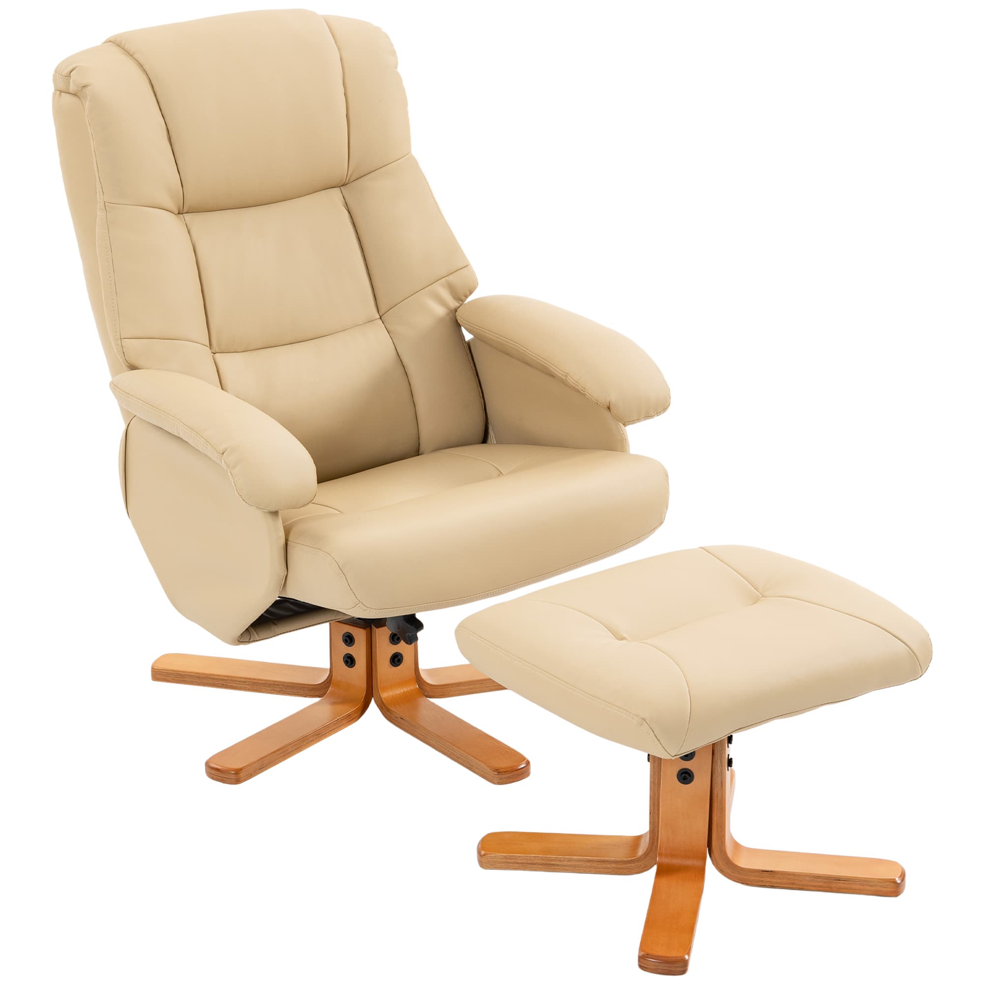HOMCOM Fauteuil relax avec repose-pied fauteuil de relaxation pivotant 360° dossier inclinable charge 120 Kg beige