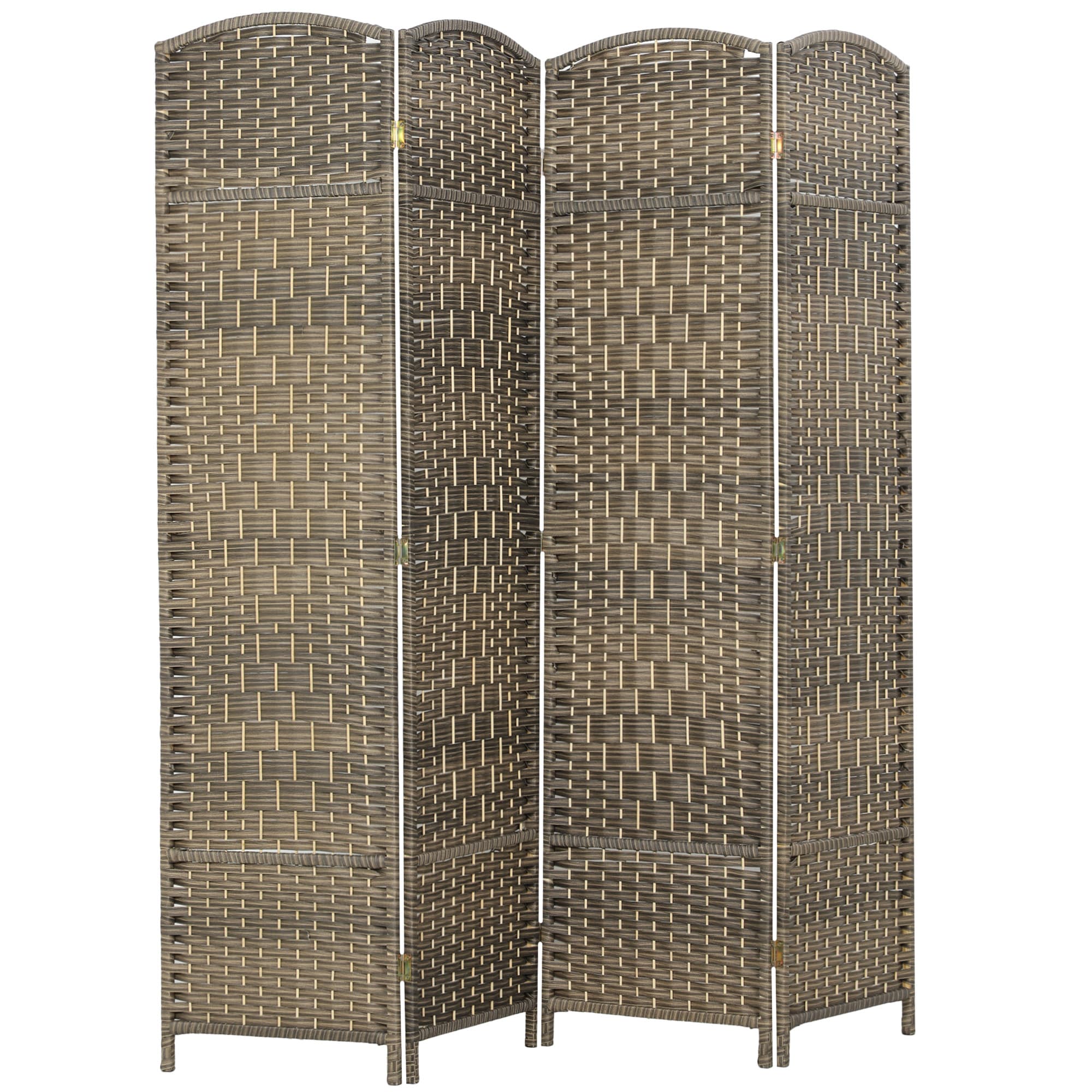 HOMCOM Paravent intérieur en bois 4 panneaux séparateur de pièce pliable pour salon chambre 180 x 180 cm chêne foncé