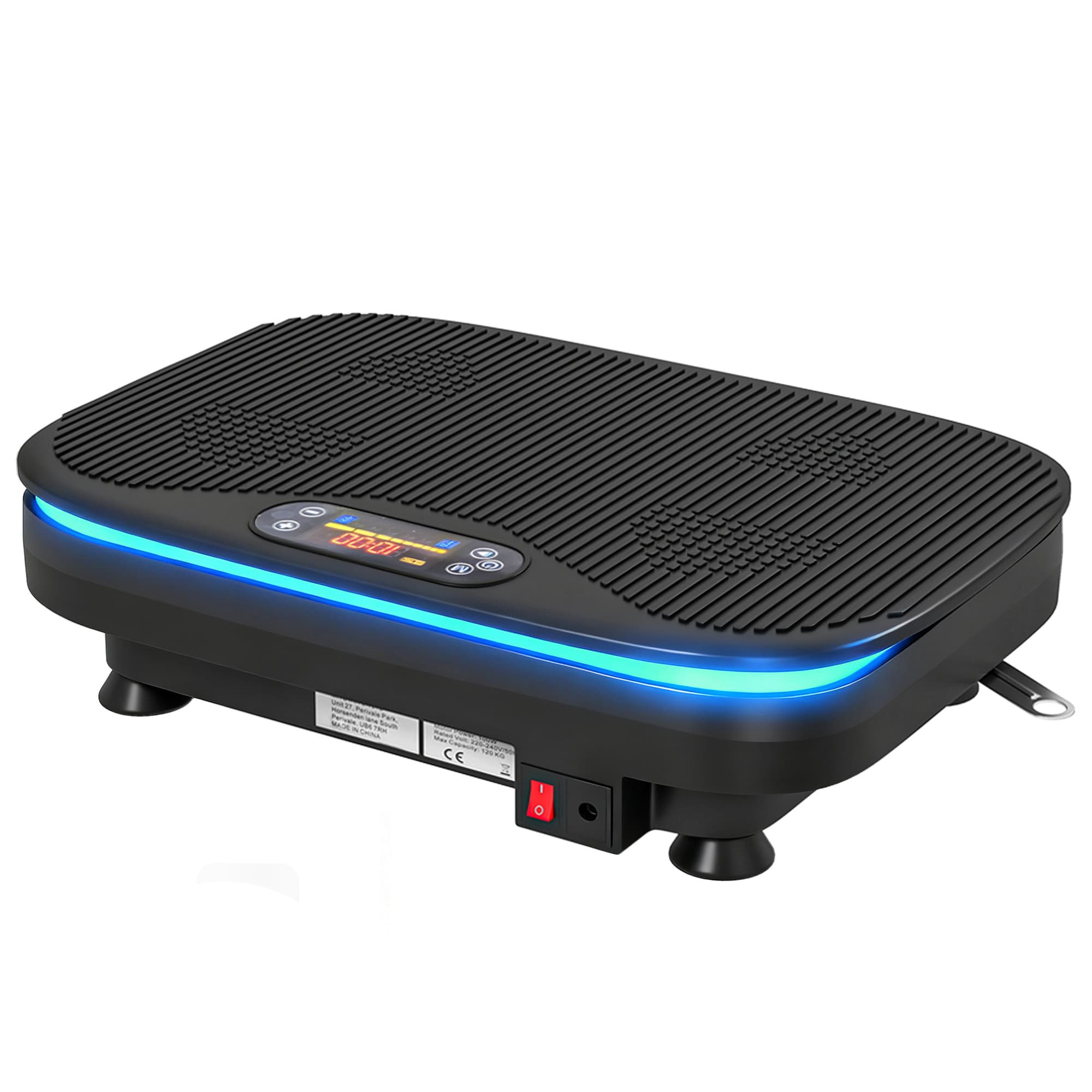 SPORTNOW Plateforme Vibrante avec Lumières, Bluetooth, 3 Programmes, 99 Vitesses, Télécommande, Écran LED, 47x32x12cm, Noir