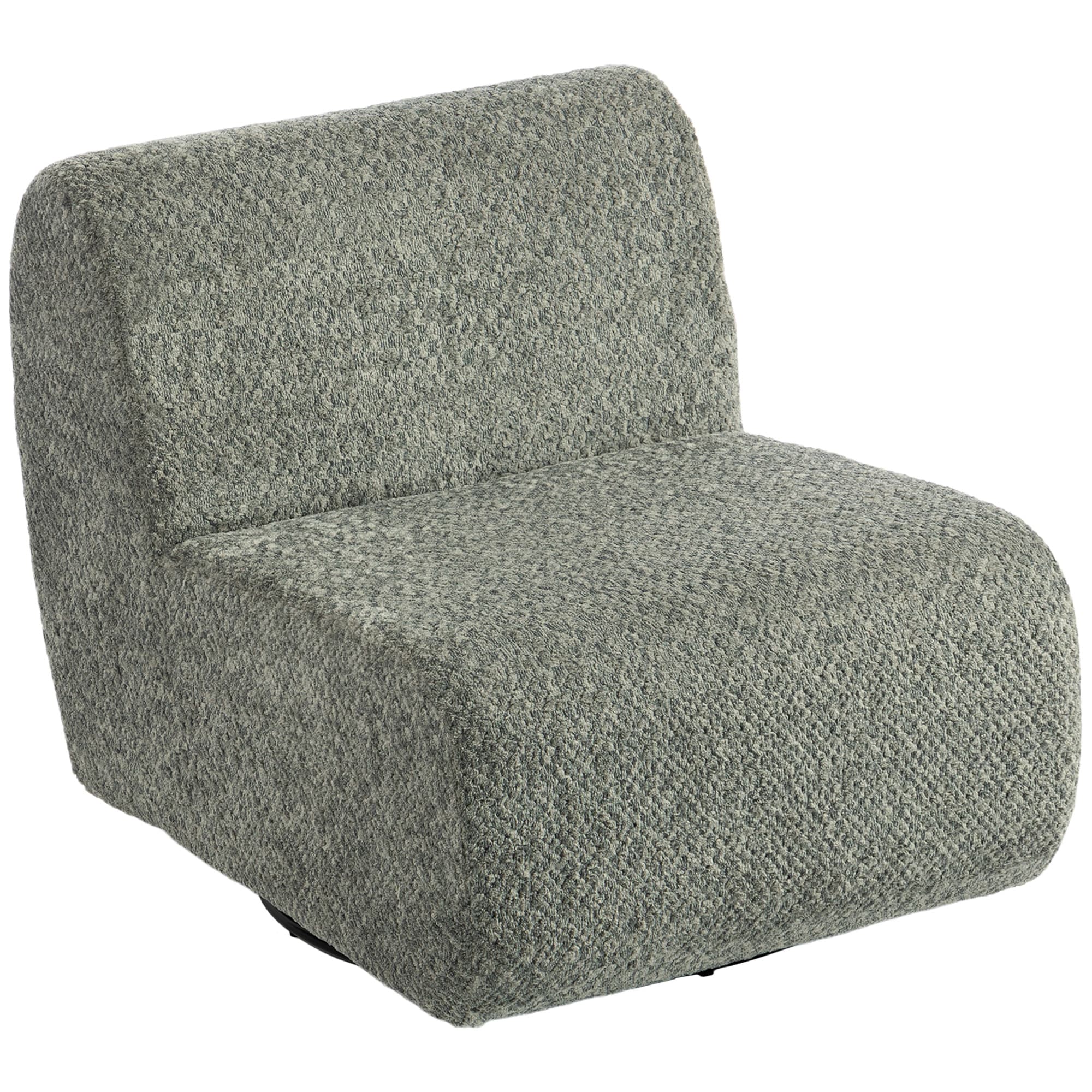 HOMCOM Fauteuil lounge pivotant effet chenille, assise large, pour salon, chambre, gris