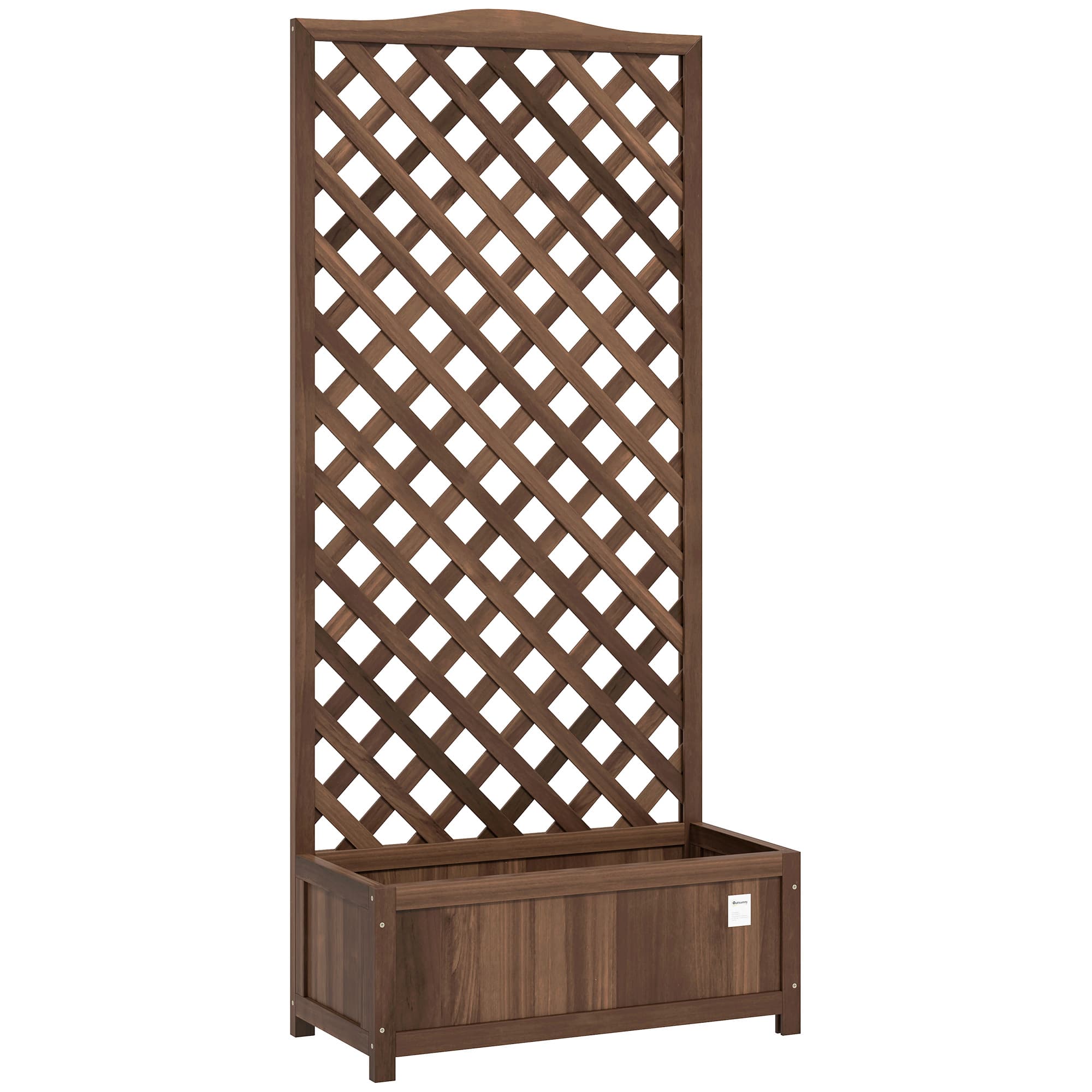 Outsunny Jardinière avec Treillis bac à Fleurs 76 x 36 x 170 cm Fond à Lattes Bois Sapin pré-huilé marron foncé