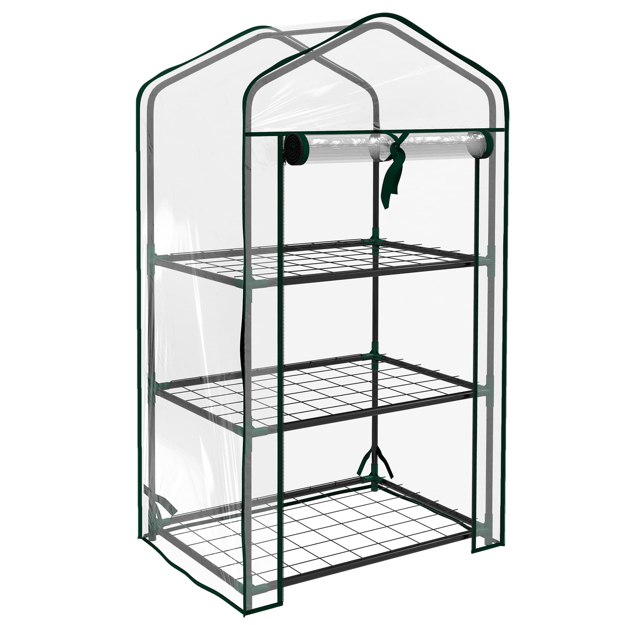 Outsunny Serre de Jardin 3 Niveaux en Métal Vert et Plastique Transparent 59x39x127cm Aosom France