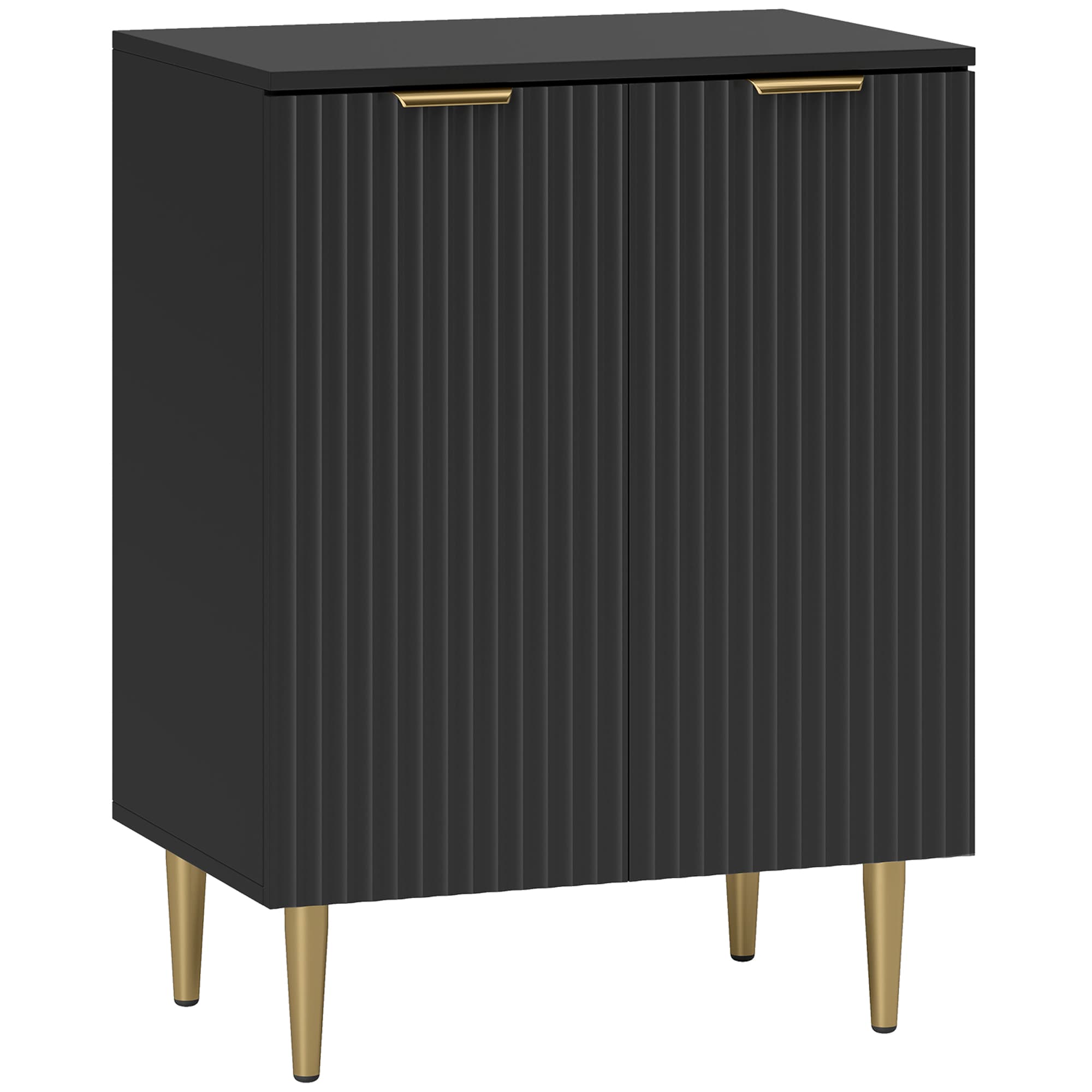 HOMCOM Buffet Cuisine, Meuble de Rangement avec 2 Portes, Étagère Réglable, Pieds Métalliques Surélevés, 60 x 40 x 80 cm, Noir