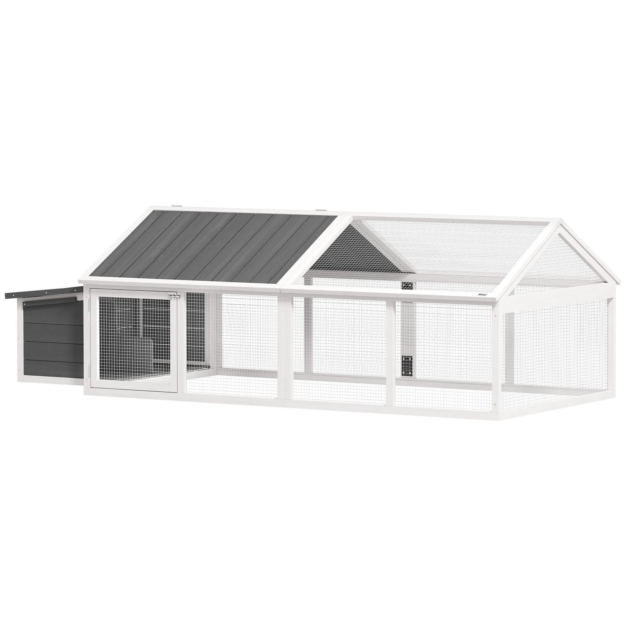 PawHut Poulailler pour poules cage à poule avec nichoir porte et toit ouvrable pour 4 et 8 poules 240 x 112,5 x 76 cm orange