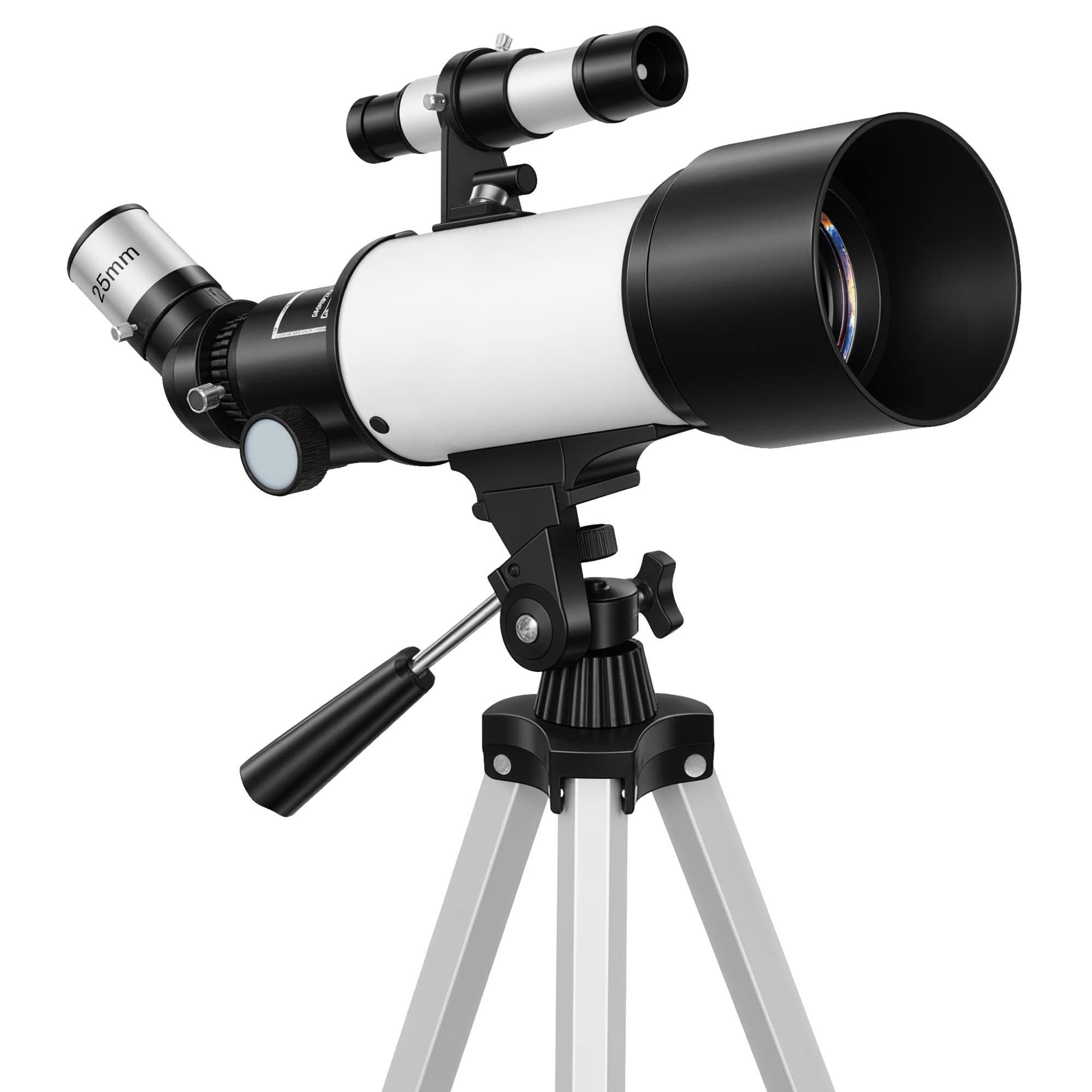 Outsunny Télescope astronomique adultes et débutants 70 mm, télescope réfracteur 40X/16X trépied réglable, 80 x 80 x 135 cm blanc