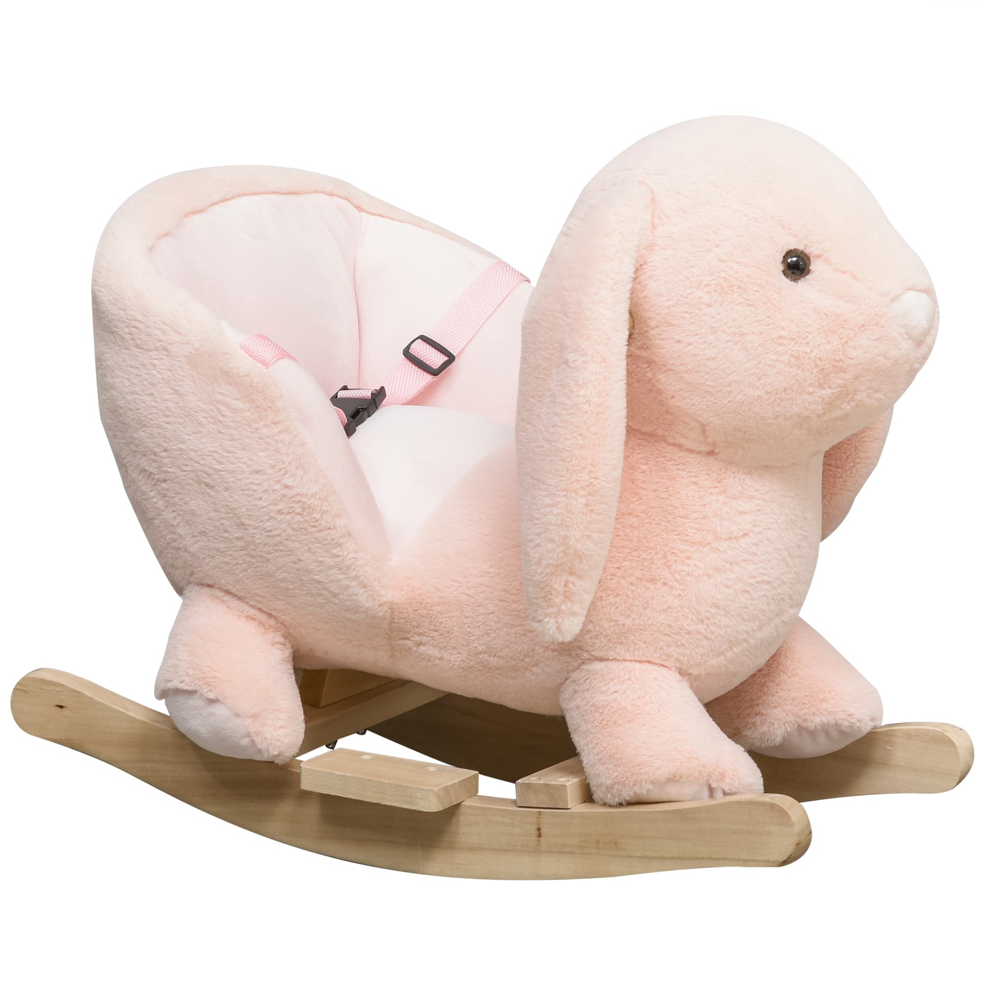 HOMCOM Cheval à bascule en forme de lapin porteur pour bébés et enfants de 18-36 mois jouet éducatif et interactif 60 x 33 x 50 cm rose