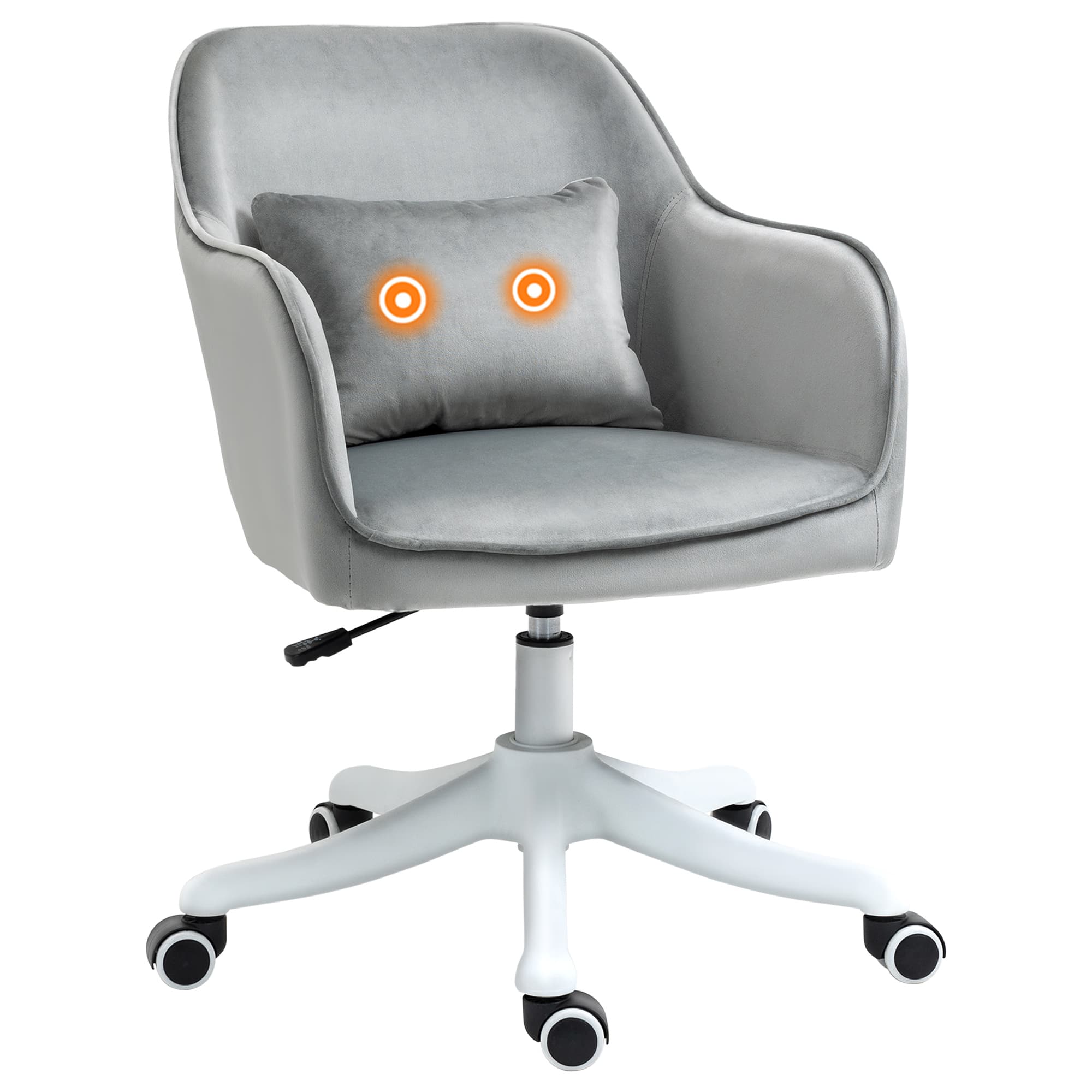 HOMCOM Fauteuil de Travail Velours Gris Clair Massant Réglable Pivotant 360° Aosom France