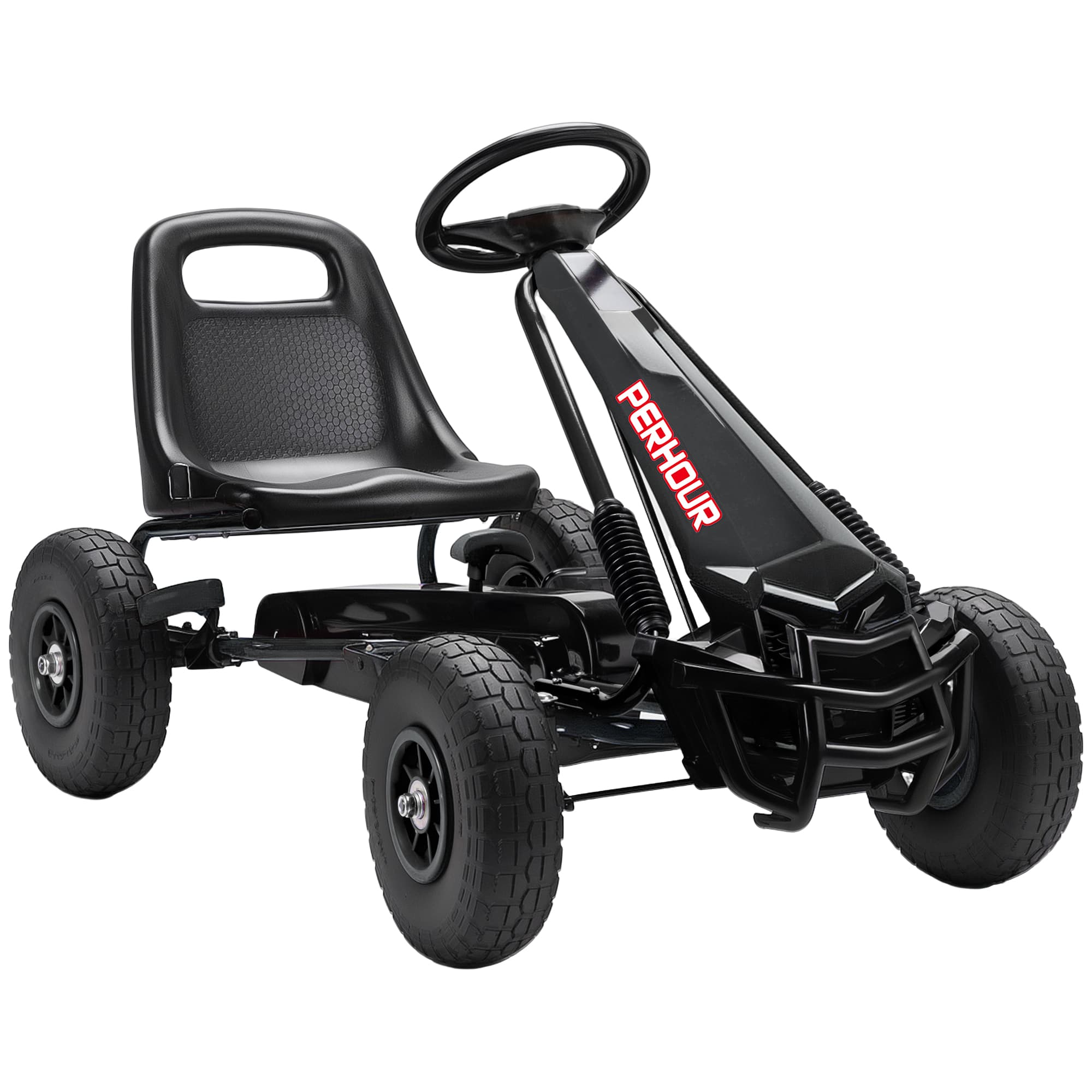 AIYAPLAY Kart à pédales Go-Kart pour enfants siège réglable pneus EVA embrayage manuel et frein 110 x 61 x 62 cm noir