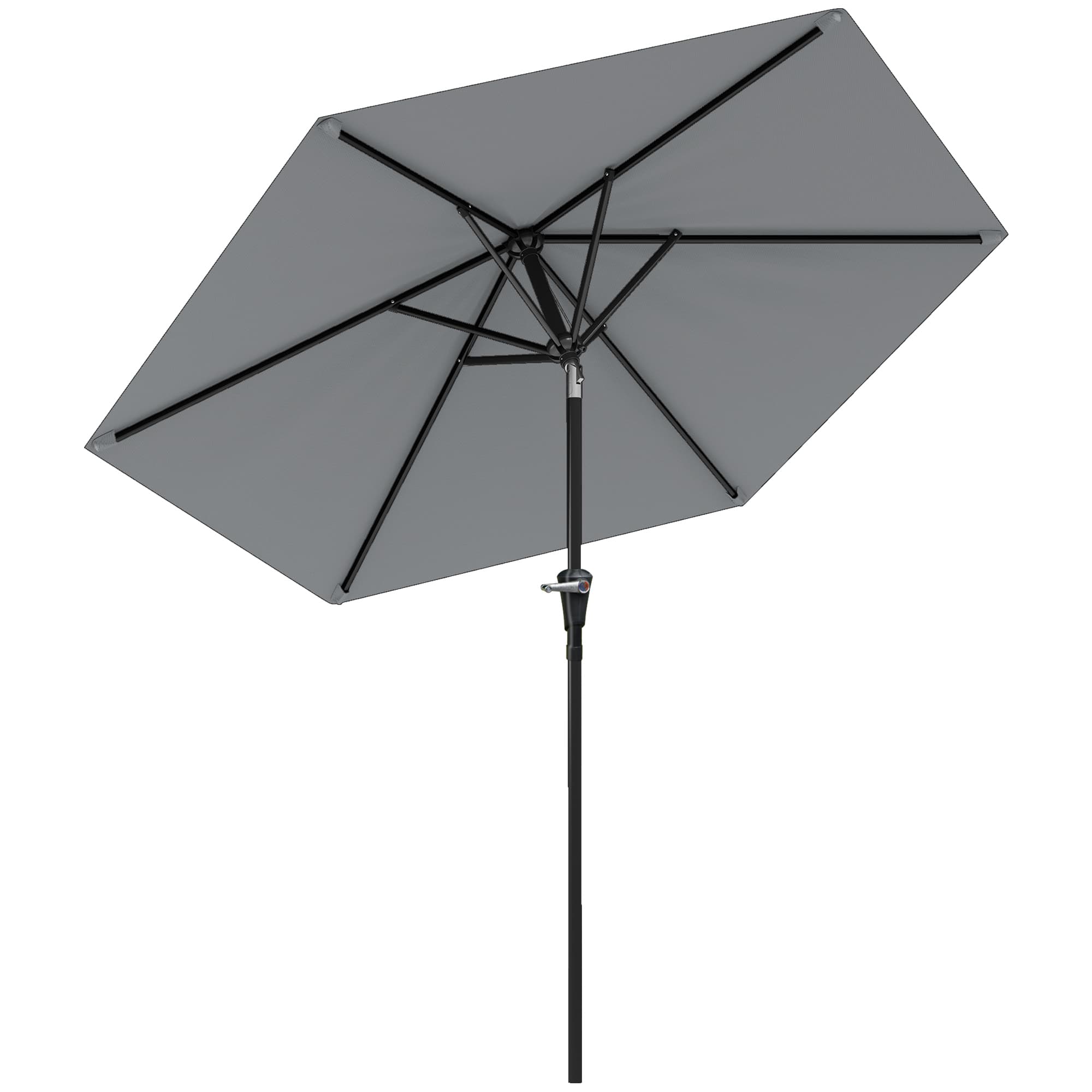 Outsunny Parasol hexagonal inclinable dim. Ø 2,3 x 2,16H m protection solaire anti-UV imperméable métal polyester haute densité gris