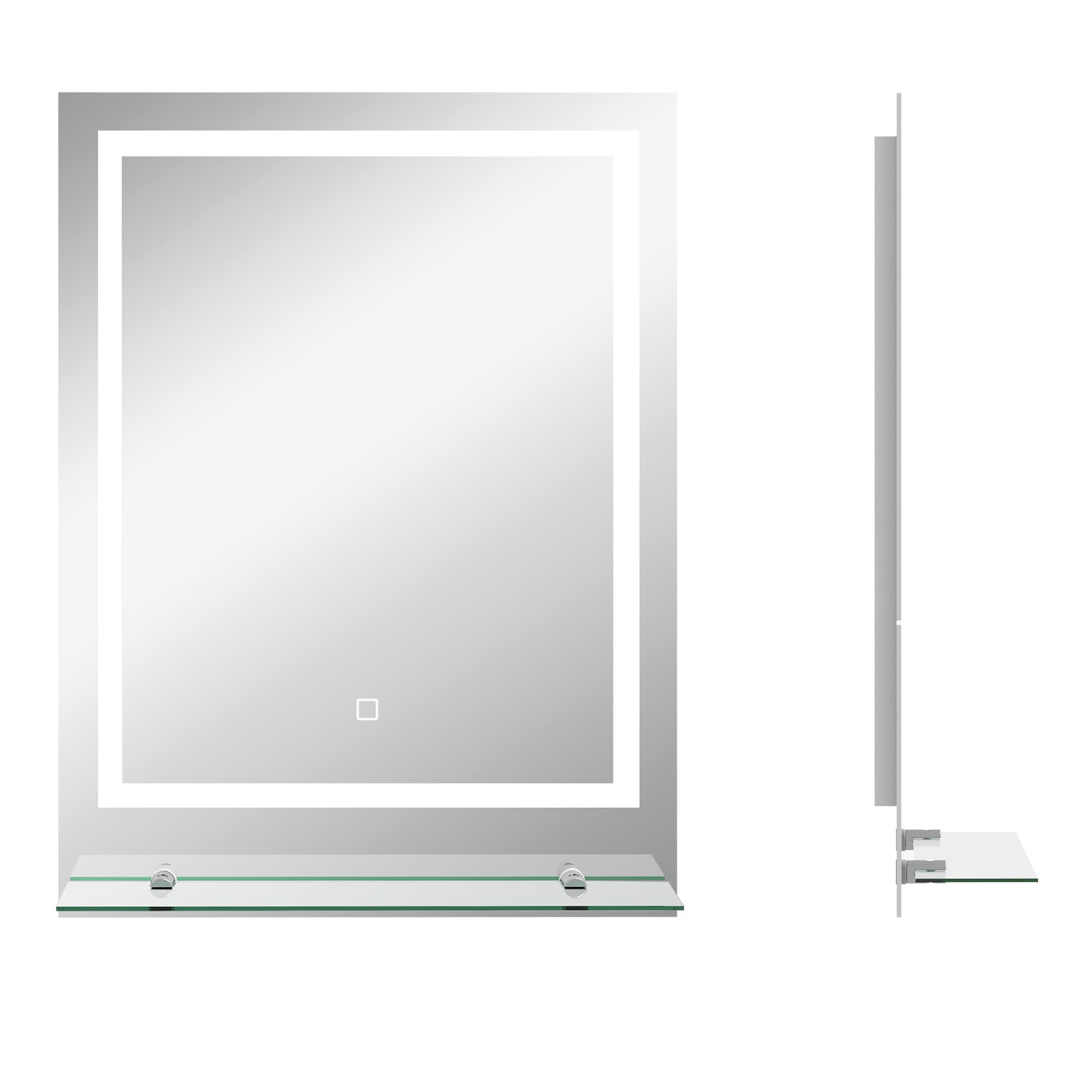 kleankin Miroir Mural LED Rectangulaire Luminosité Réglable pour Salle de Bain 70x50cm Aosom France