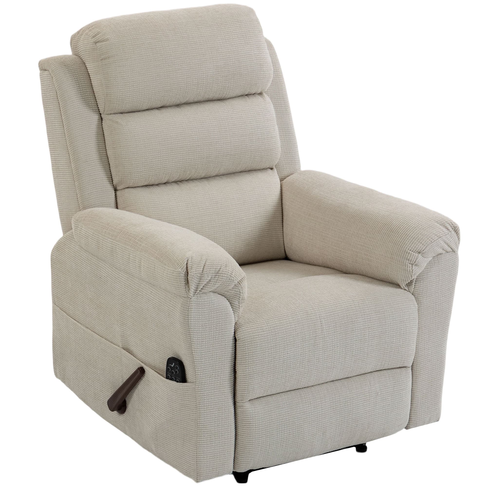 HOMCOM Fauteuil Inclinable de Massage et Chauffage, Fauteuil de Relaxation, Appuie-tête Réglable Poches Latérales, Crème