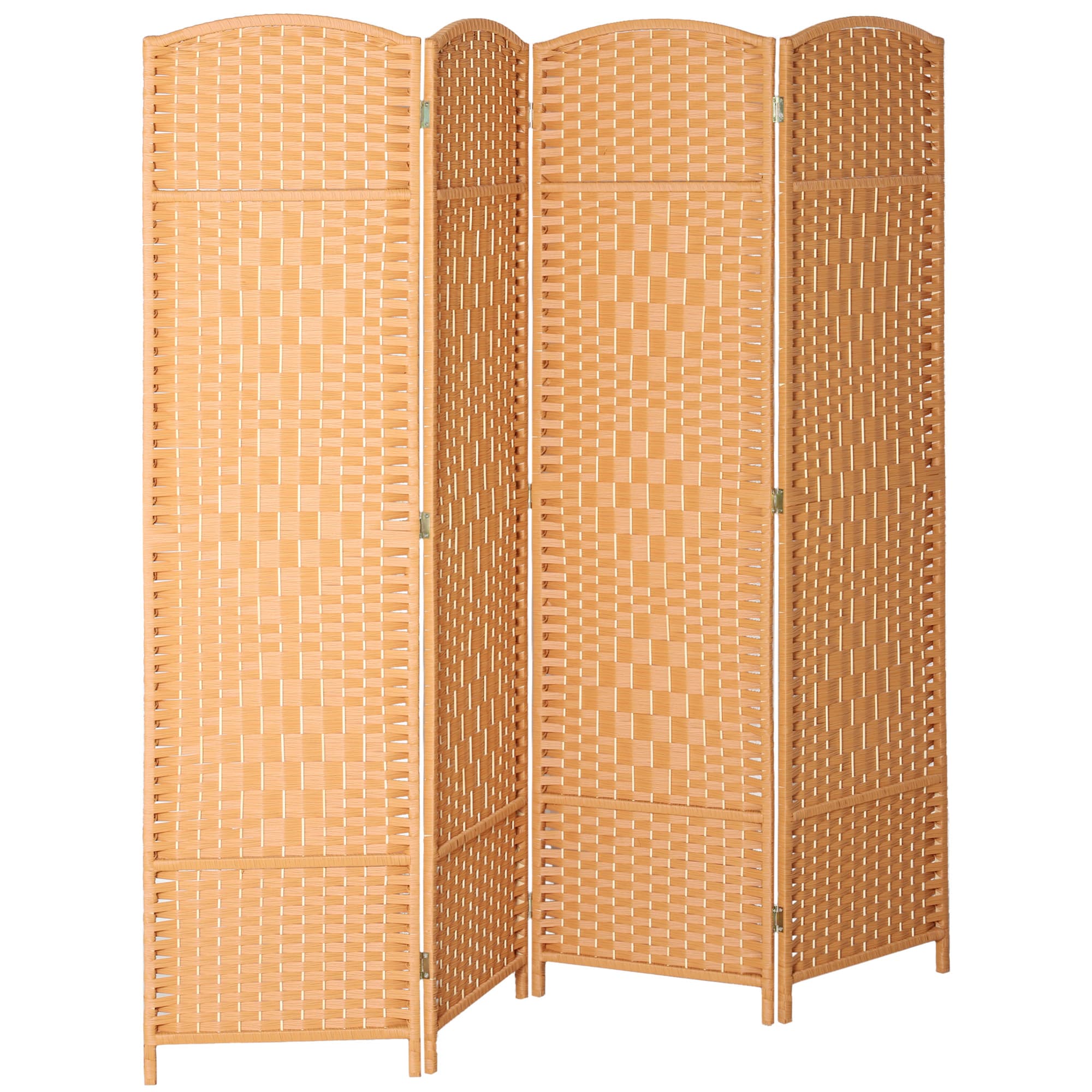HOMCOM Paravent intérieur en bois 4 panneaux séparateur de pièce pliable pour salon chambre 180 x 180 cm brun clair