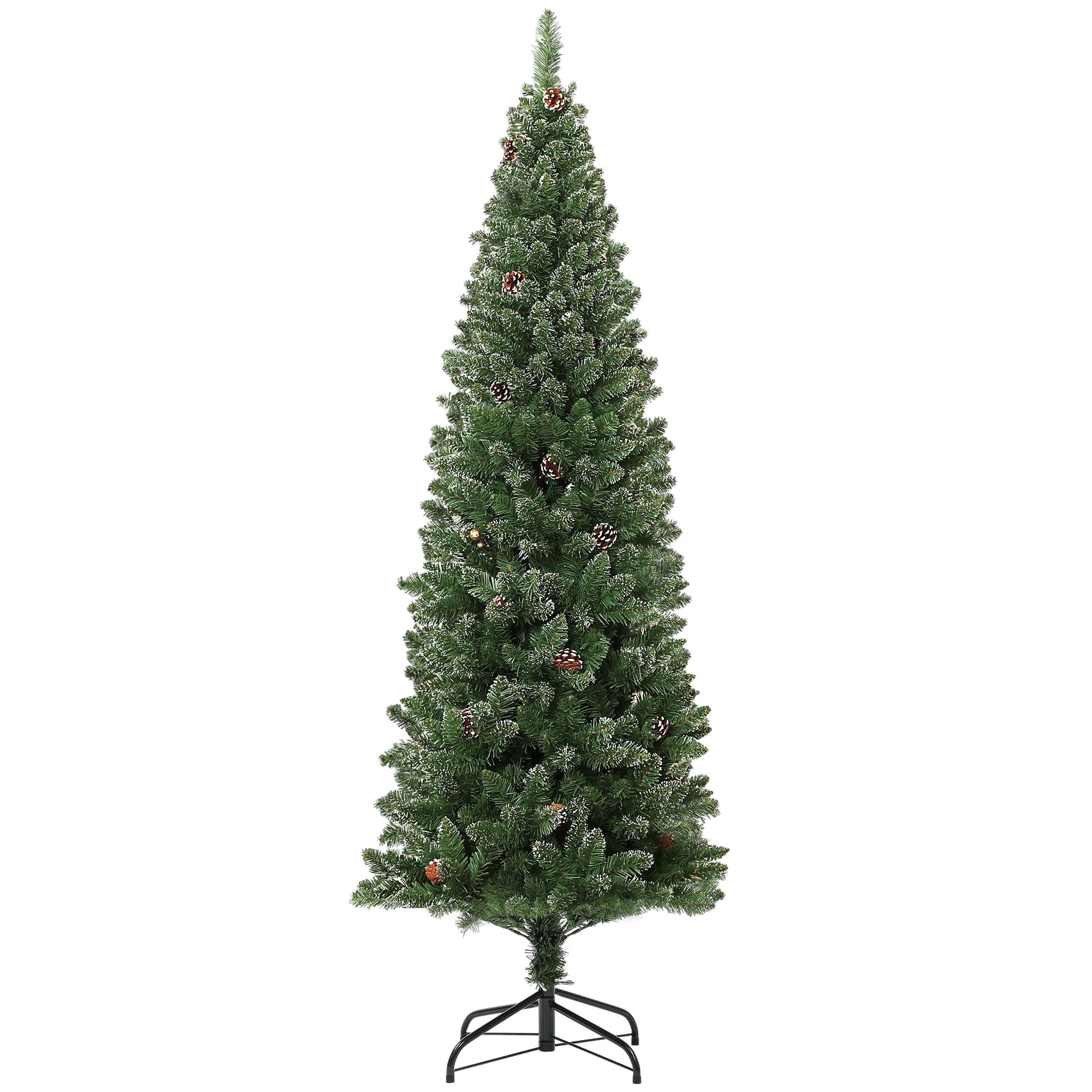 HOMCOM Sapin de Noël artificiel 180 cm arbre de Noël Slim avec support en acier pliable, 618 branches épines, vert