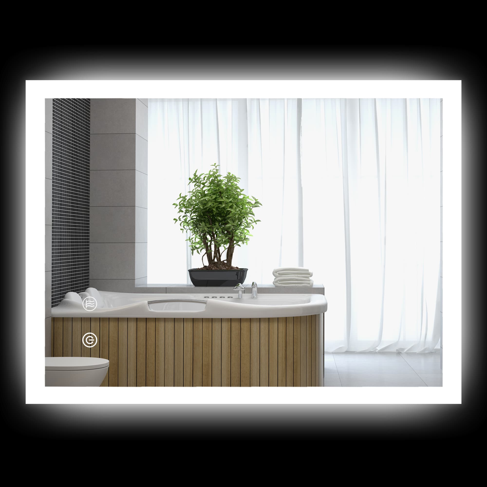 kleankin Miroir mural lumineux LED pour salle de bain 80 x 60 cm 3 couleurs luminosité réglable interrupteur tactile transparent