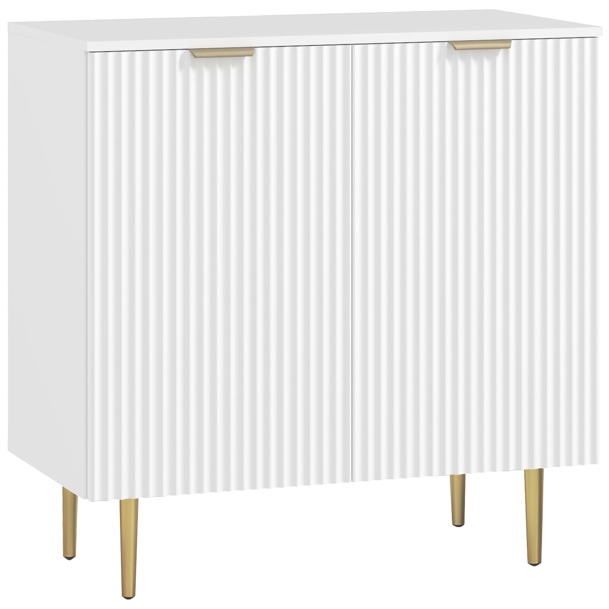 HOMCOM Buffet Cuisine, Meuble de Rangement avec 2 Portes, Étagère Réglable, Pieds Métalliques Surélevés, 80 x 40 x 80 cm, Blanc
