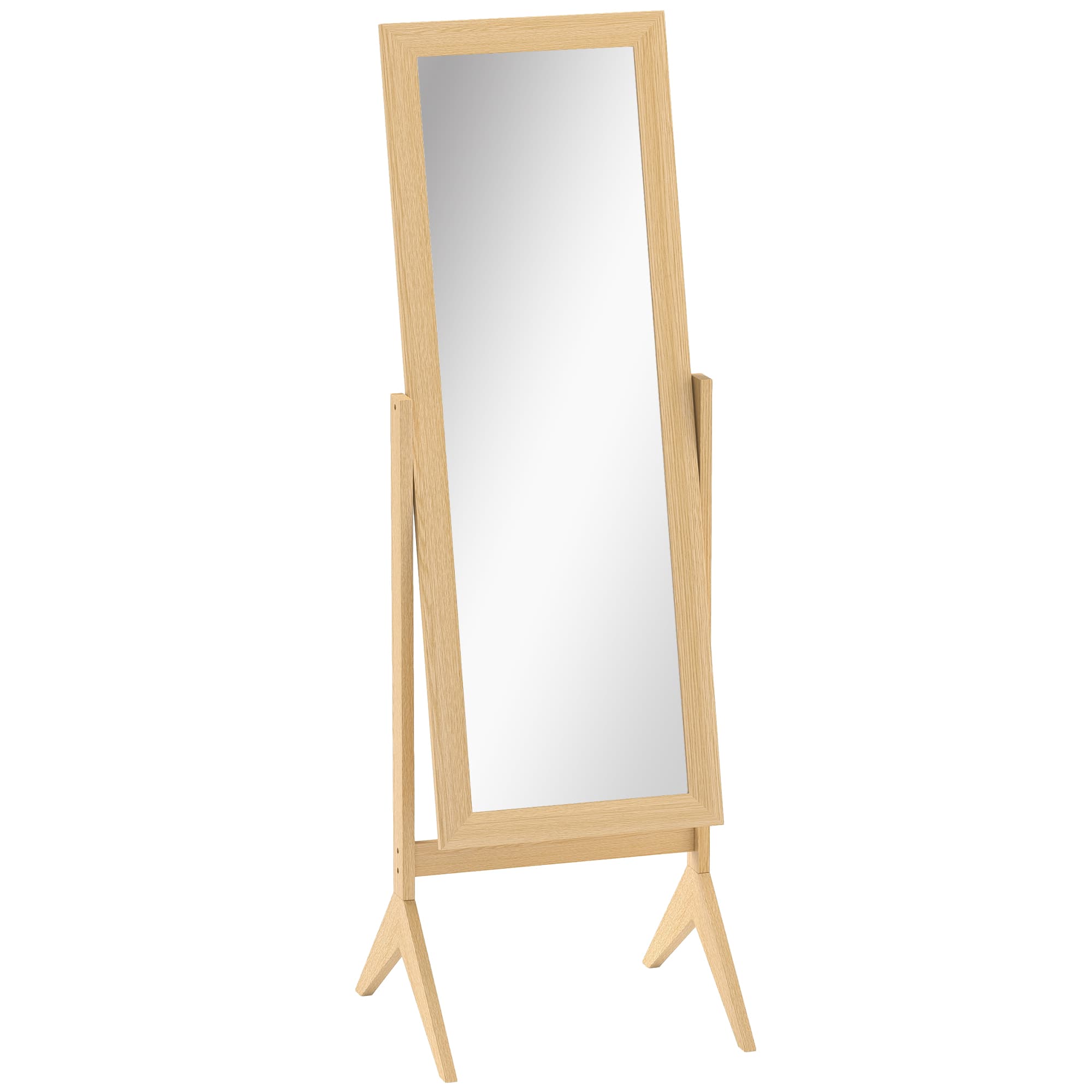 HOMCOM Miroir en pied grand miroir de sol inclinaison réglable pour dressing chambre 47 x 46 x 148 cm en chêne