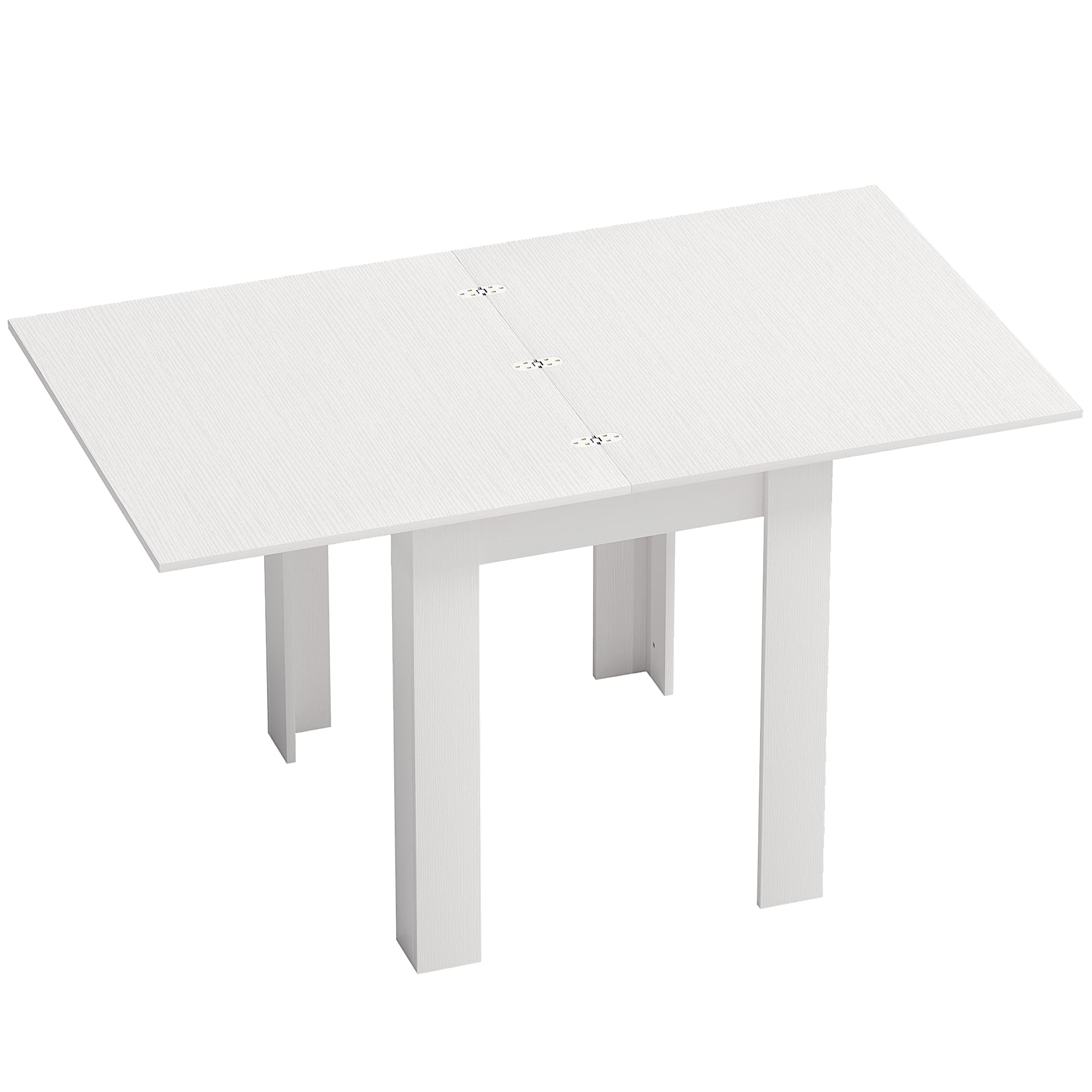 HOMCOM Table à Manger Extensible pour 4-6 Personnes en Bois et Acier, 140x80x77.5 cm, Blanc Effet Bois