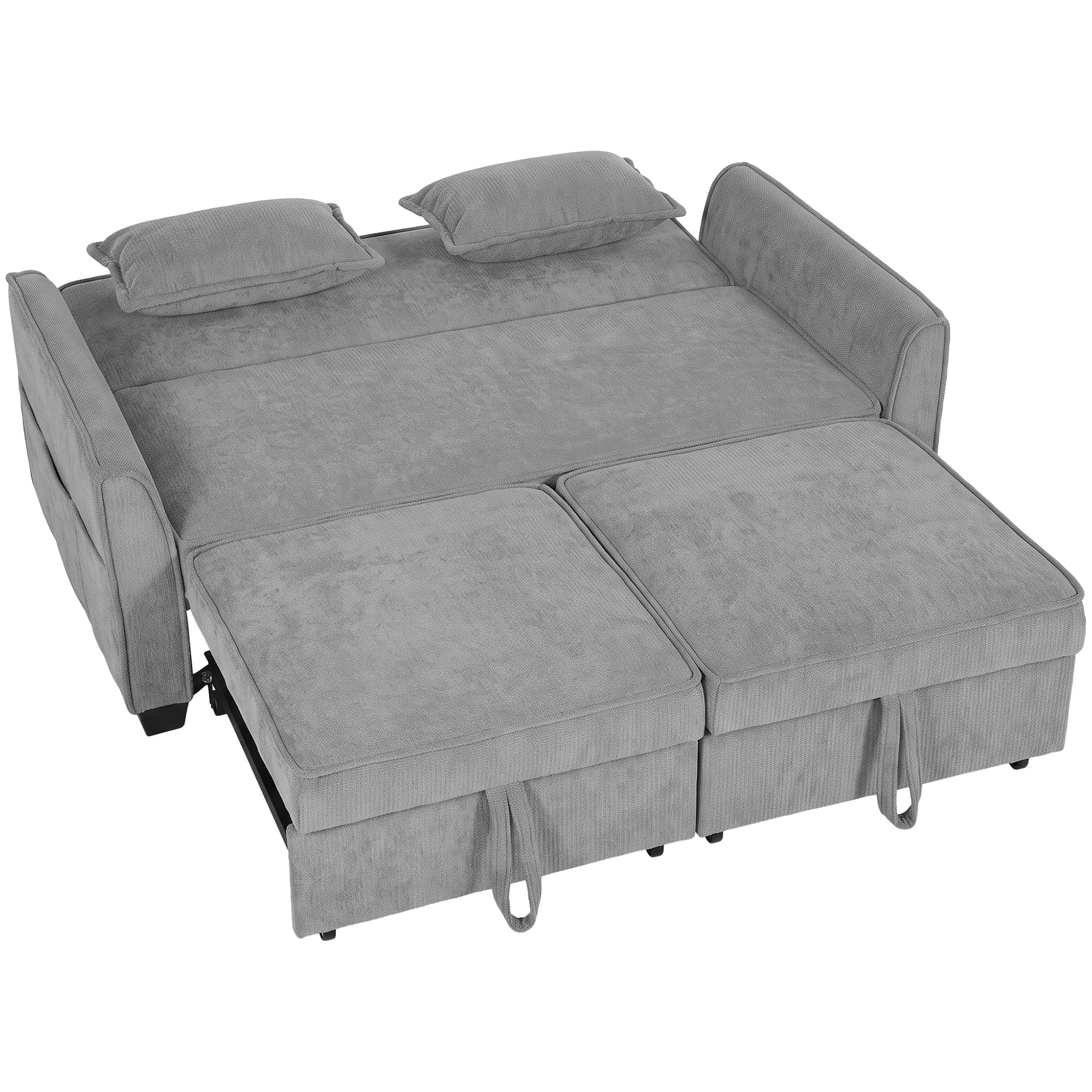 HOMCOM Canapé-lit 2 places, canapé convertible 4-en-1 en L avec dossier réglable et poches latérales, Gris