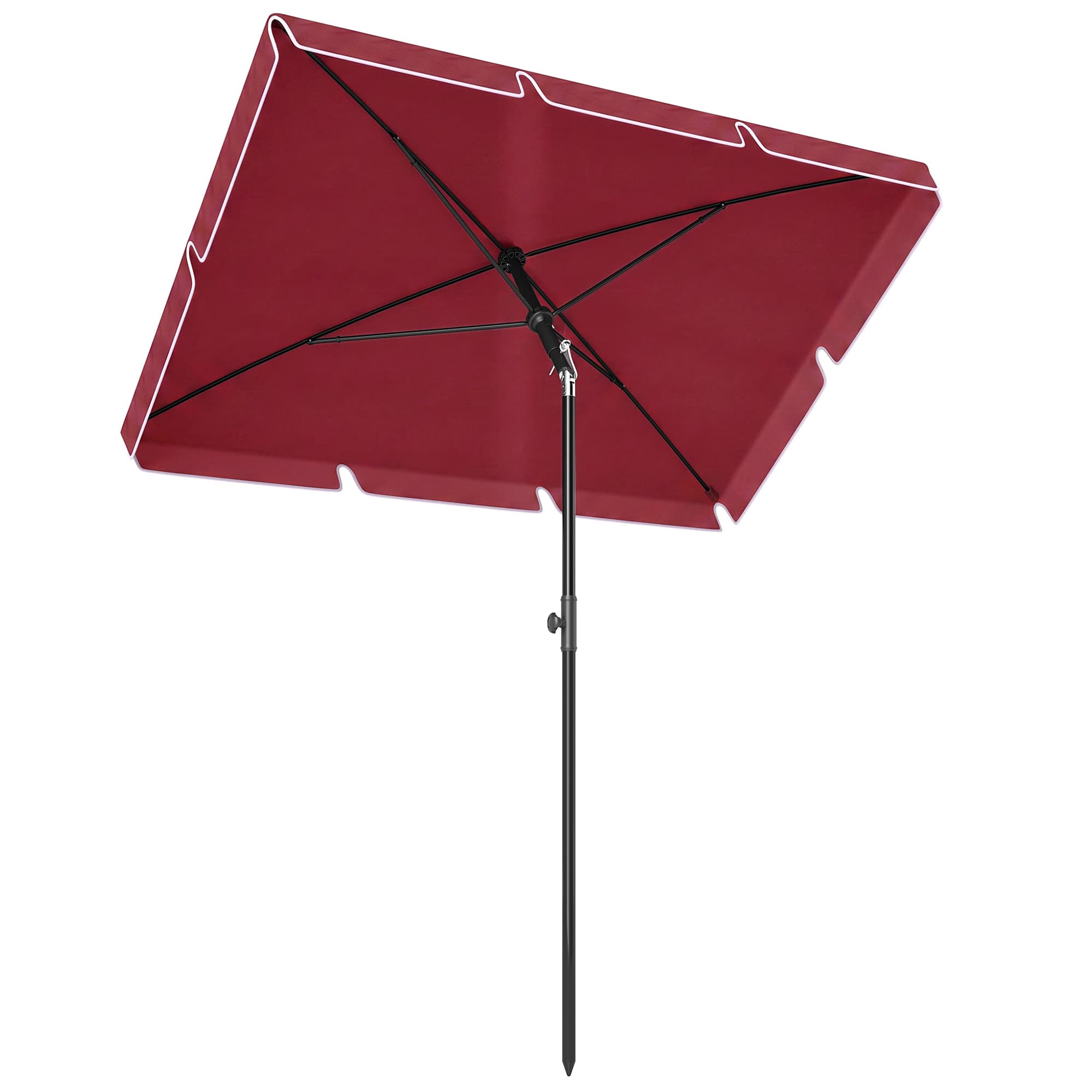 Outsunny Parasol Rectangulaire Inclinable Rouge 2m Aluminium Polyester Haute Densité Anti-UV Aosom France