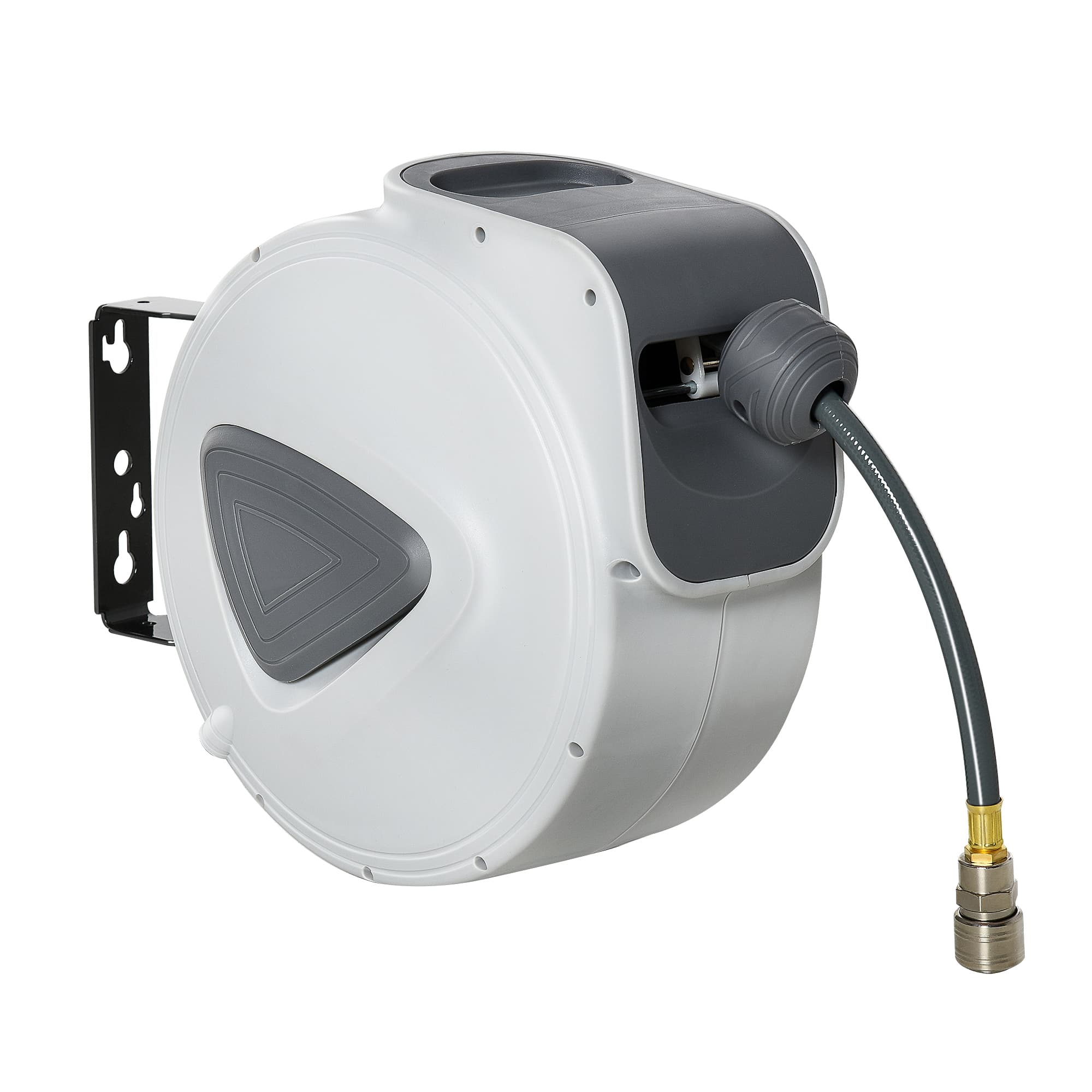 DURHAND Enrouleur de Tuyau à Air Comprimé 20 m + 1,94 m, Dévidoir Automatique Ø Intérieur 3/8", 1/4" BSPT, Gris