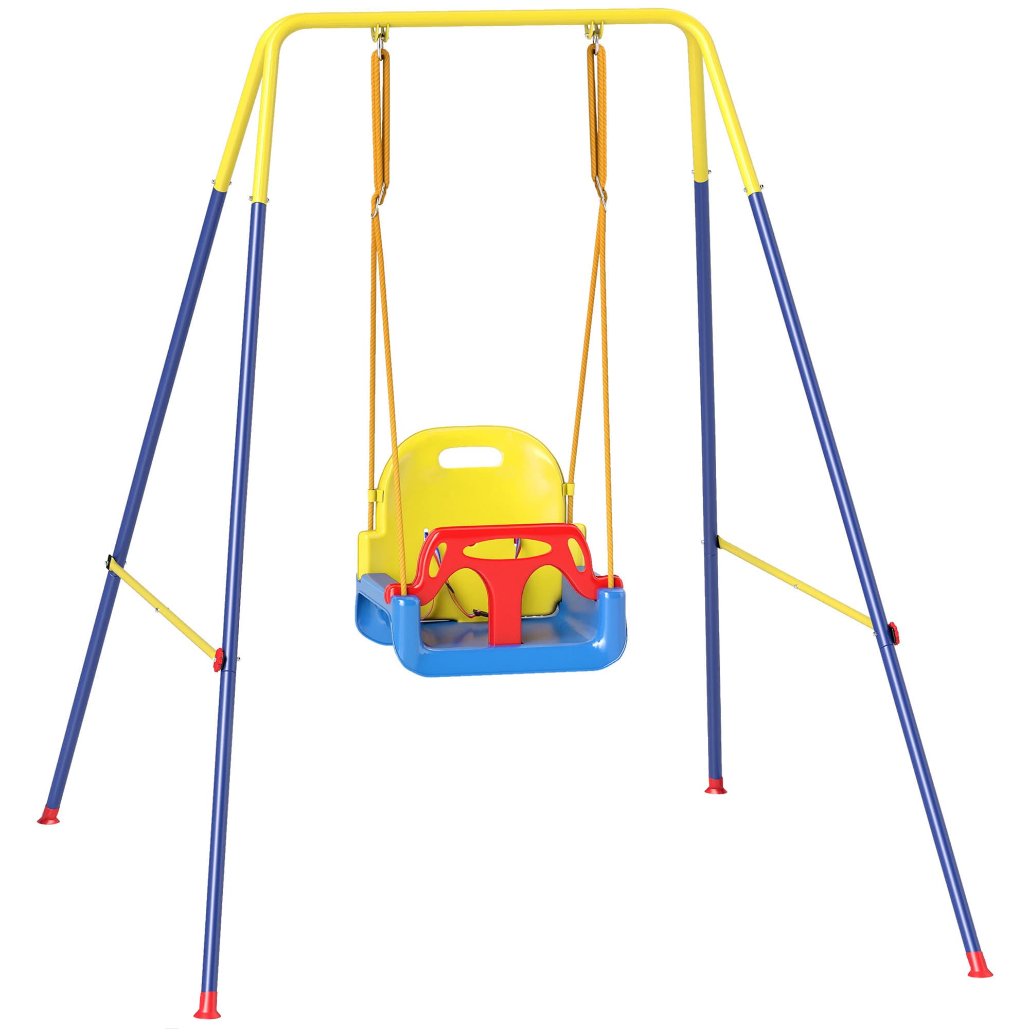 AIYAPLAY Portique Balançoire Enfants 3-en-1, Balançoire Pliable avec Siège Réglable, Intérieur et Extérieur, Multicolore