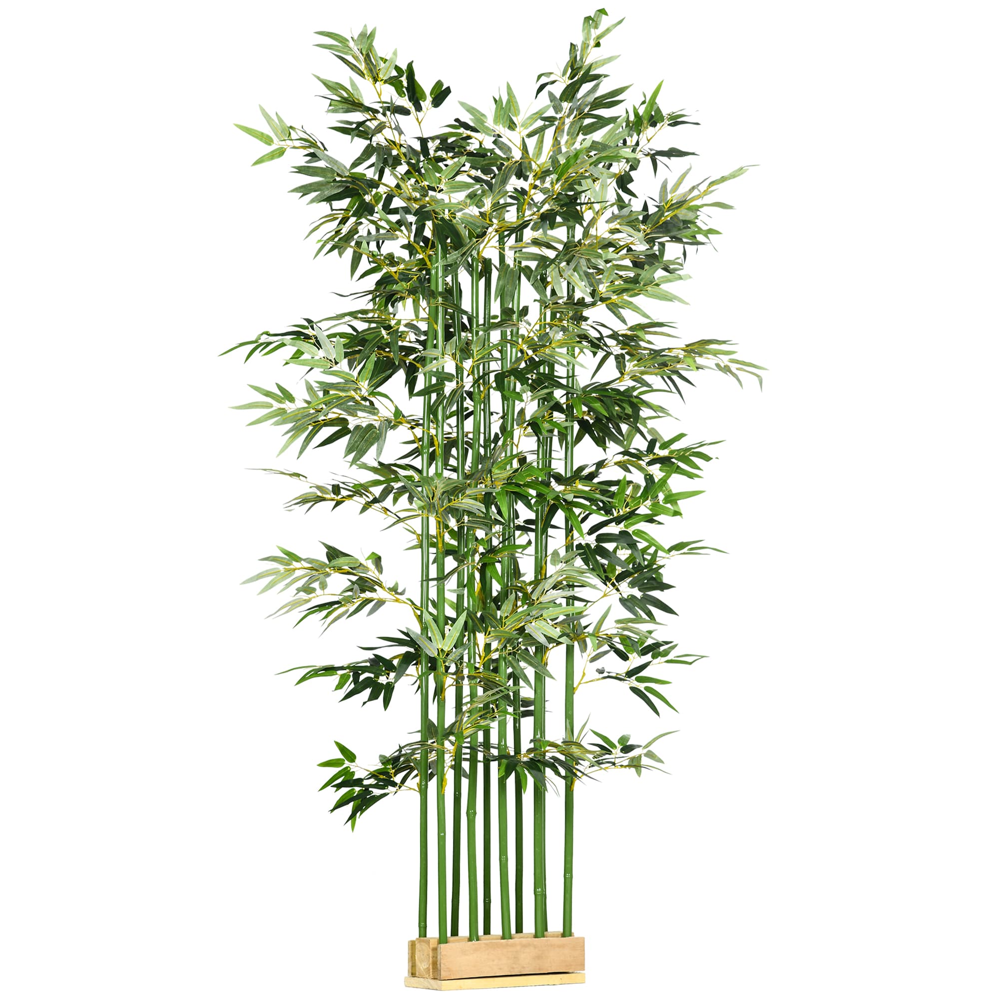 HOMCOM Bambou Artificiel 180 cm, Feuilles Réalistes et Pot en Bois de Pin, Facile à Nettoyer, pour Maison Bureau, Vert