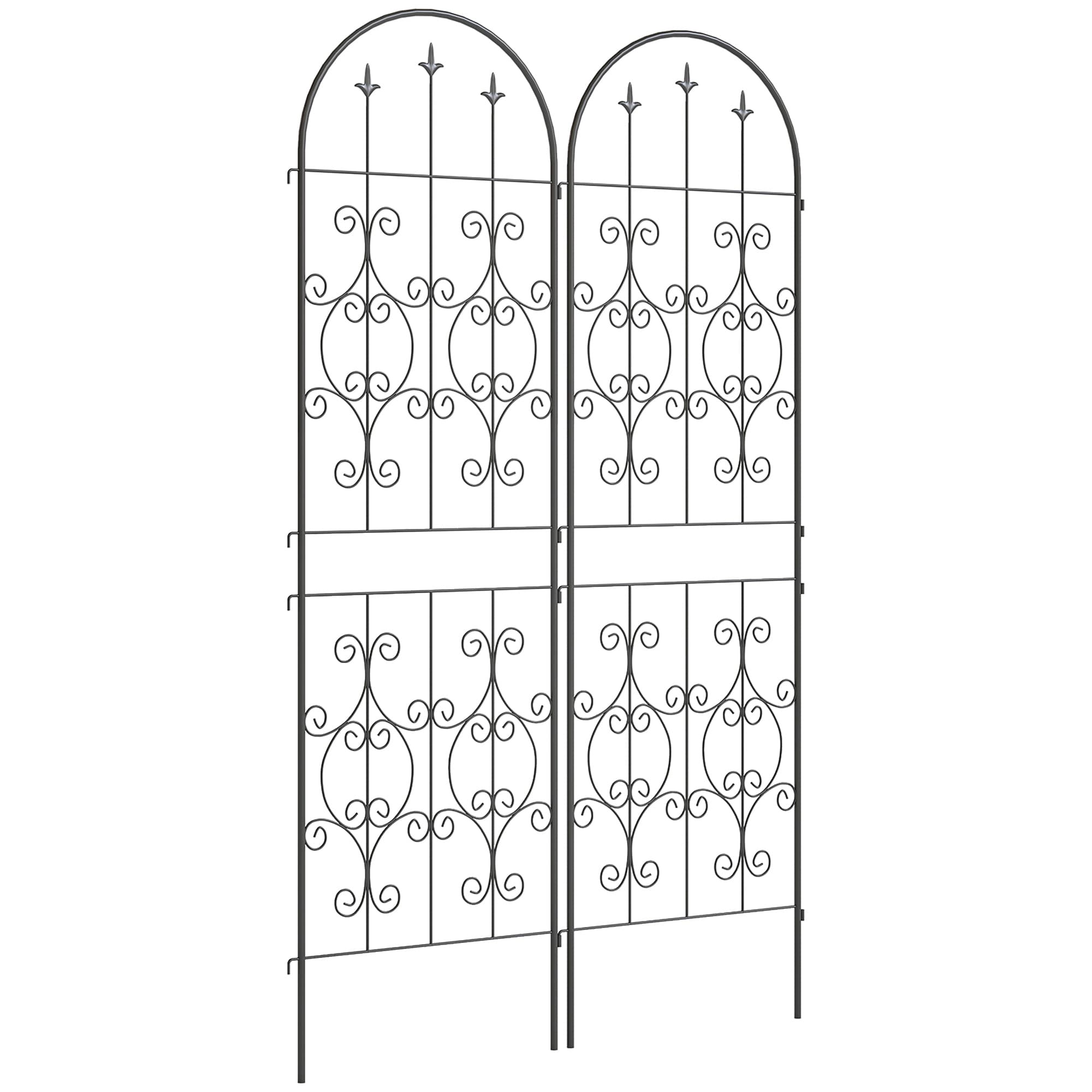 Outsunny Lot de 2 Supports pour Plantes Grimpantes, Treillis de Jardin, pour Légumes, Vignes, Fleurs, en Métal, 50 x 180 cm, Noir