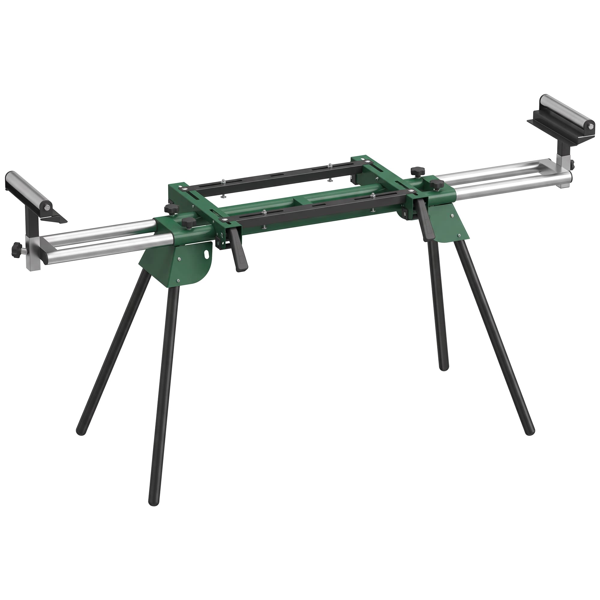 HOMCOM Support pour Scie à Onglet Pliable Universel avec 2 Rouleaux de Support Hauteur et Largeur Réglables Charge 200 kg Vert
